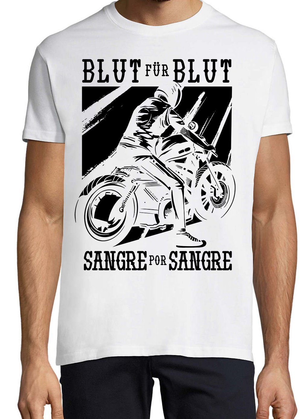 Weiß Por mit Designz Shirt Herren Youth T-Shirt Sangre Frontprint Sangre trendigem