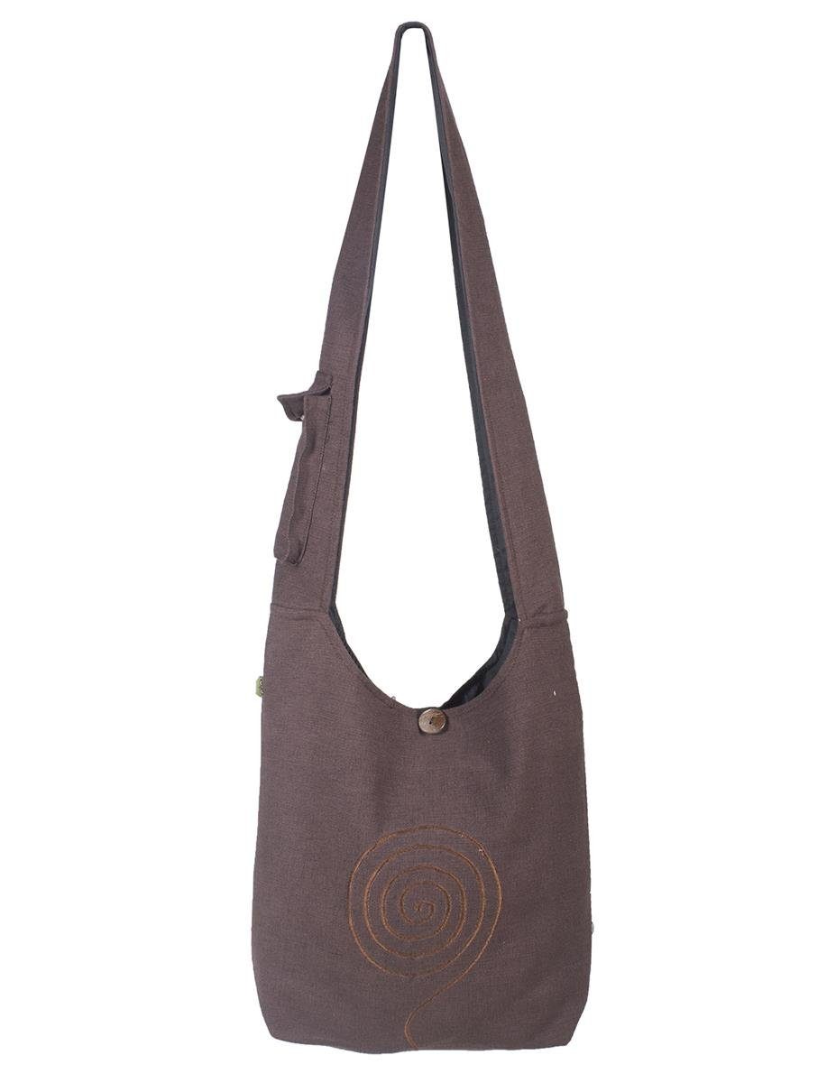 Vishes Shopper Umhängetasche mit aufgestickter Spirale, Beuteltasche, Einkaufstasche, Hippie Style