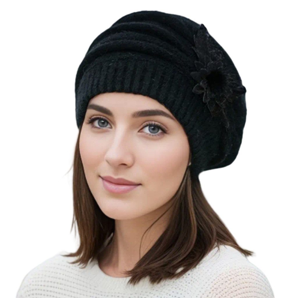 Coonoor Strickmütze Damen Wollmütze Baskenmütze Winter Warme Mütze Einheitsgröße(52-56cm)