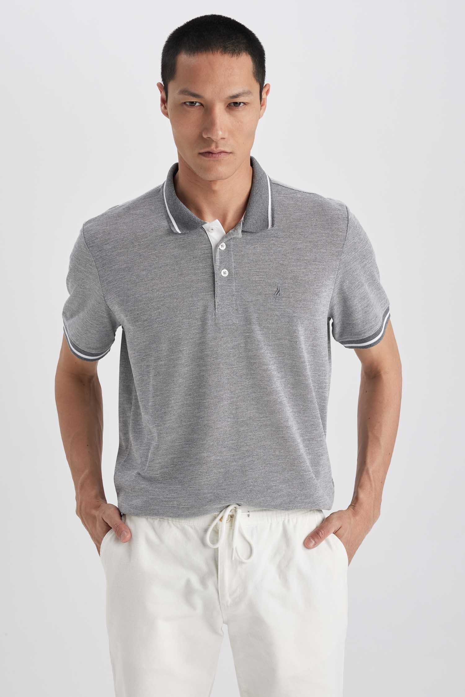 DeFacto Poloshirt Herren Polo T-Shirt REGULAR FIT Grau