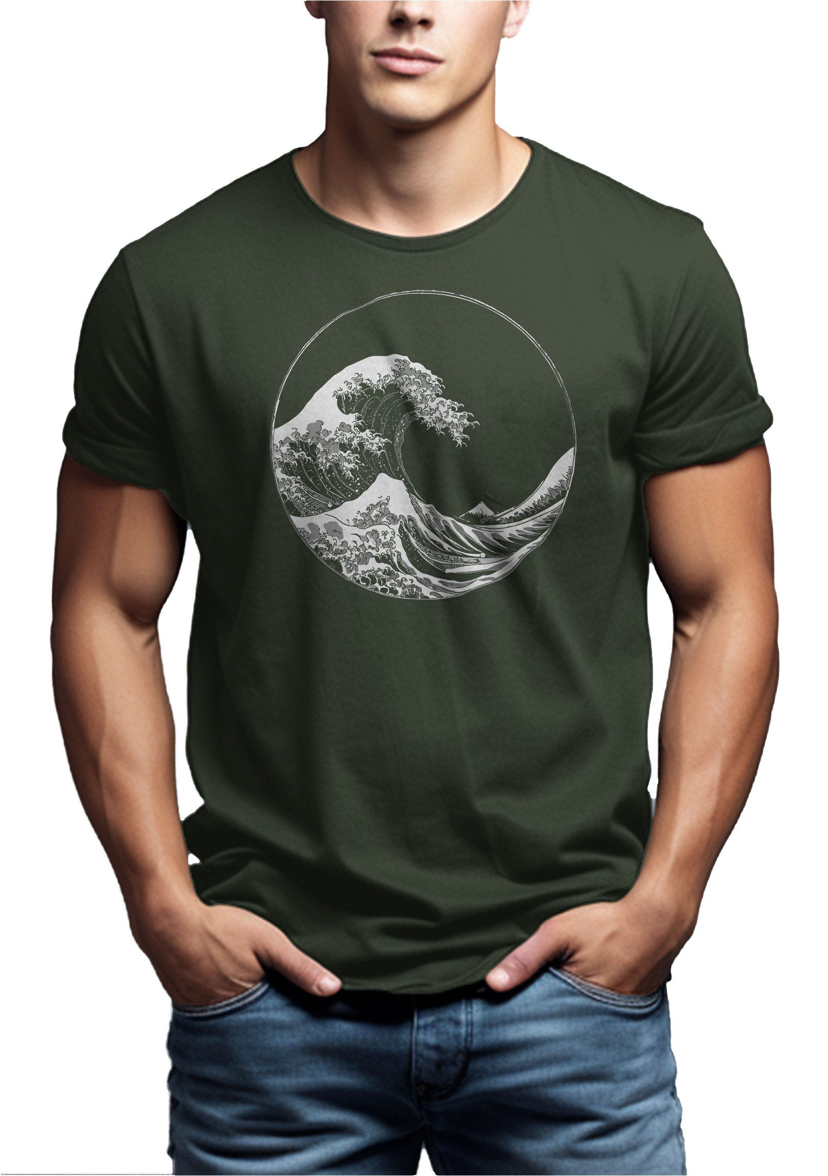 MAKAYA T-Shirt Männershirt mit Wellenmotiv – günstig online kaufen