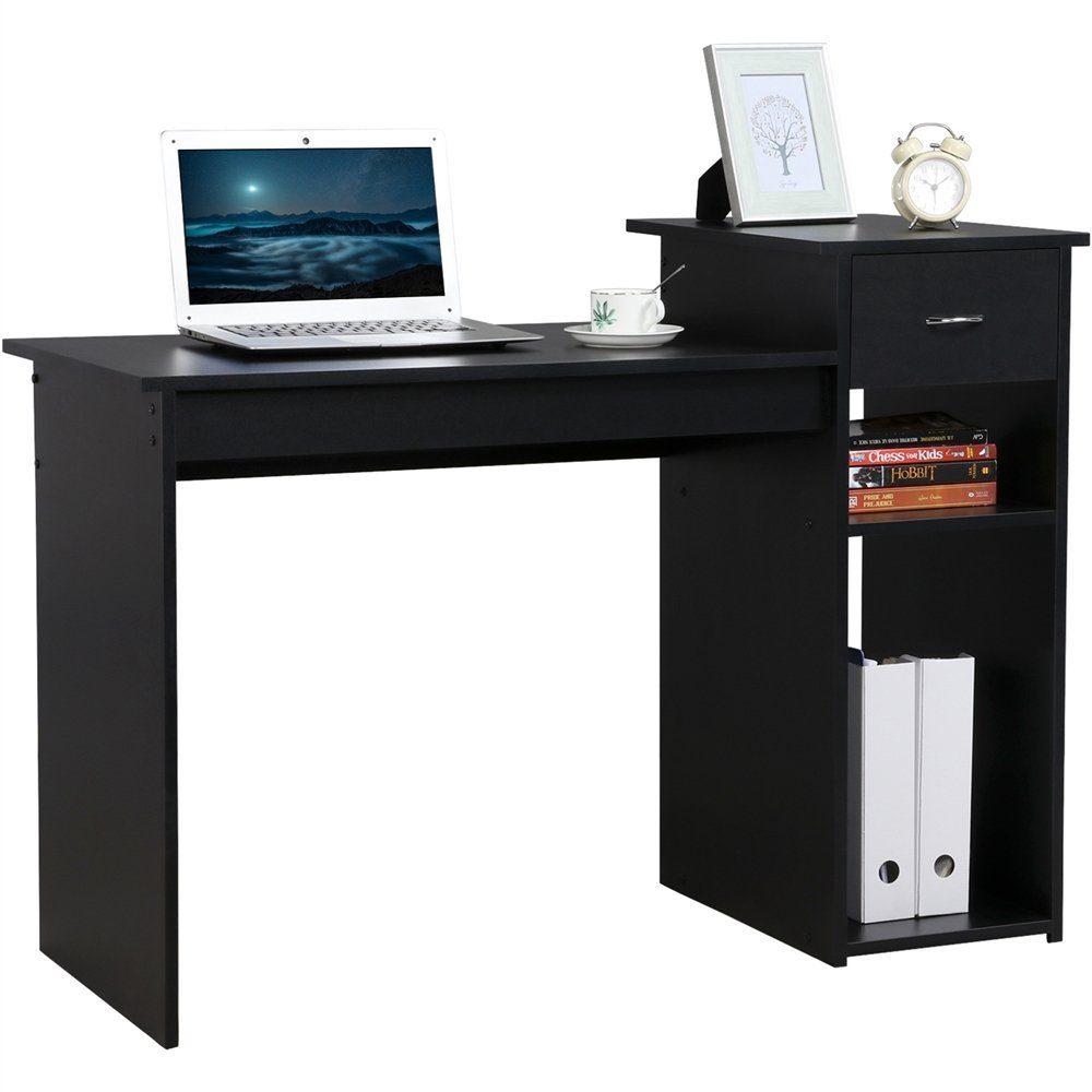 Yaheetech Schublade Schreibtisch, mit Ablagefach Schwarz und Computertisch
