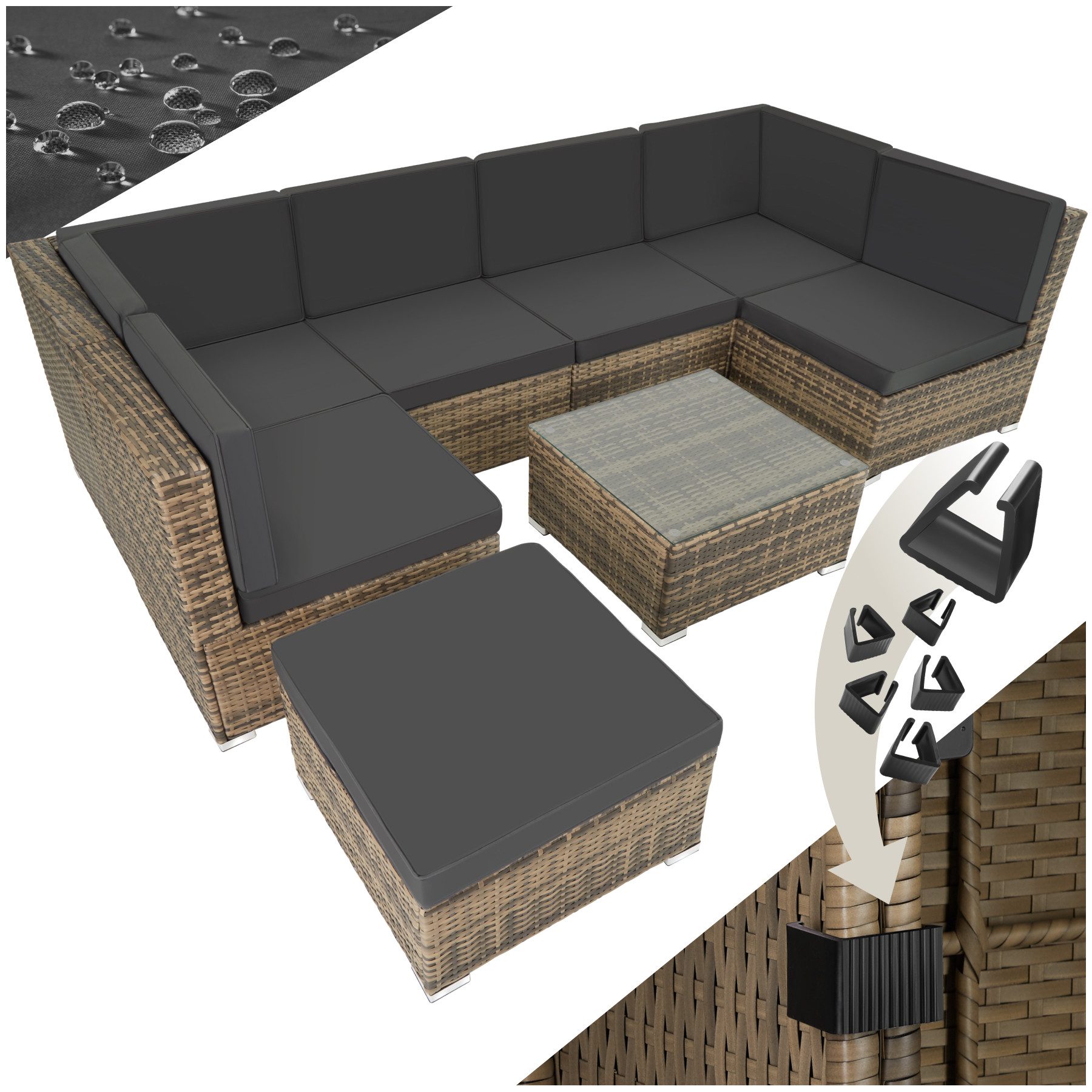 tectake Loungeset Rattan Lounge, (Set., 8-tlg), günstig online kaufen
