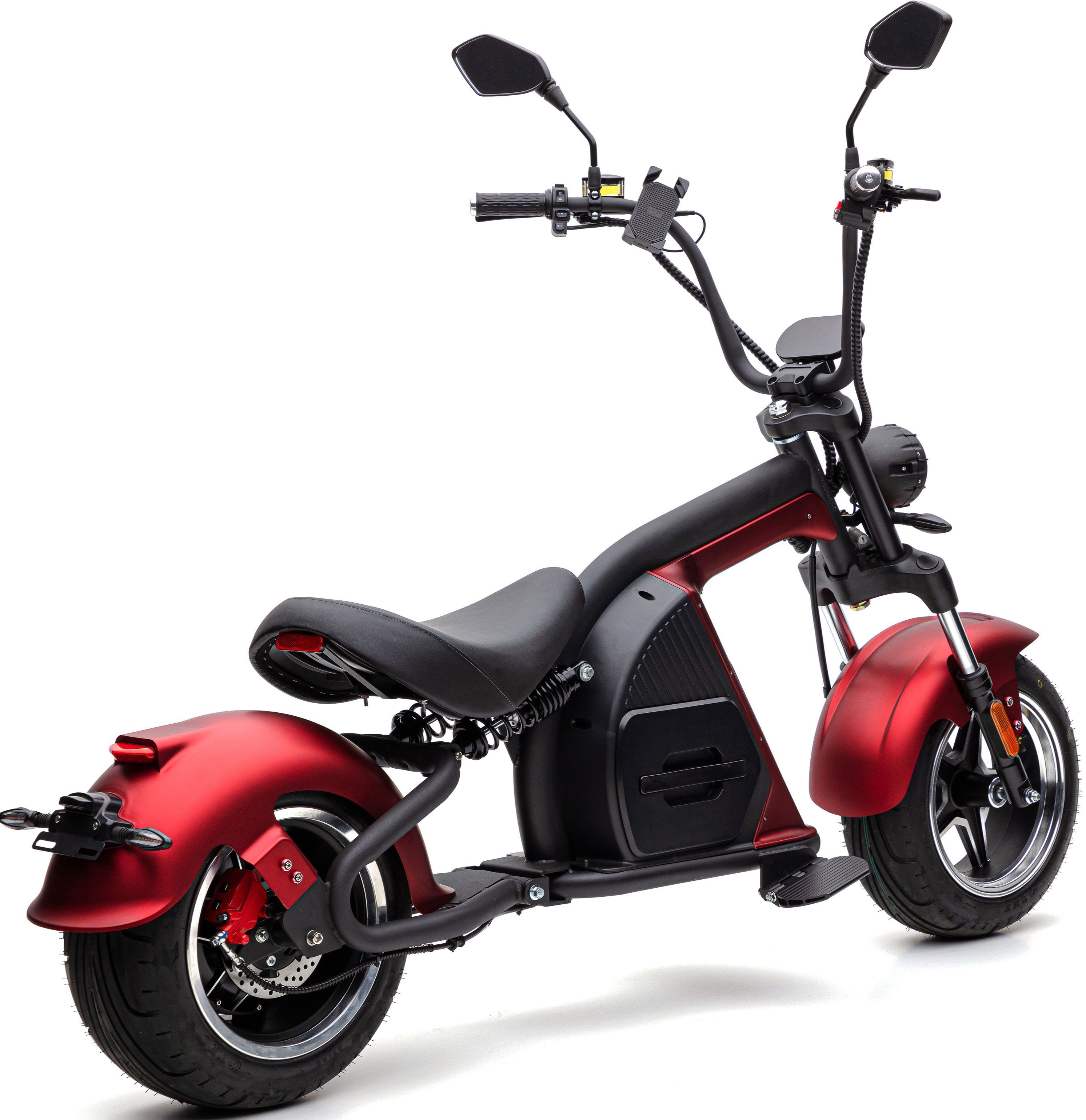 ECONELO E-Motorroller CHOPPER PXD 45 höhenverstellbar W, Lenkrad 2000 rot km/h, 8