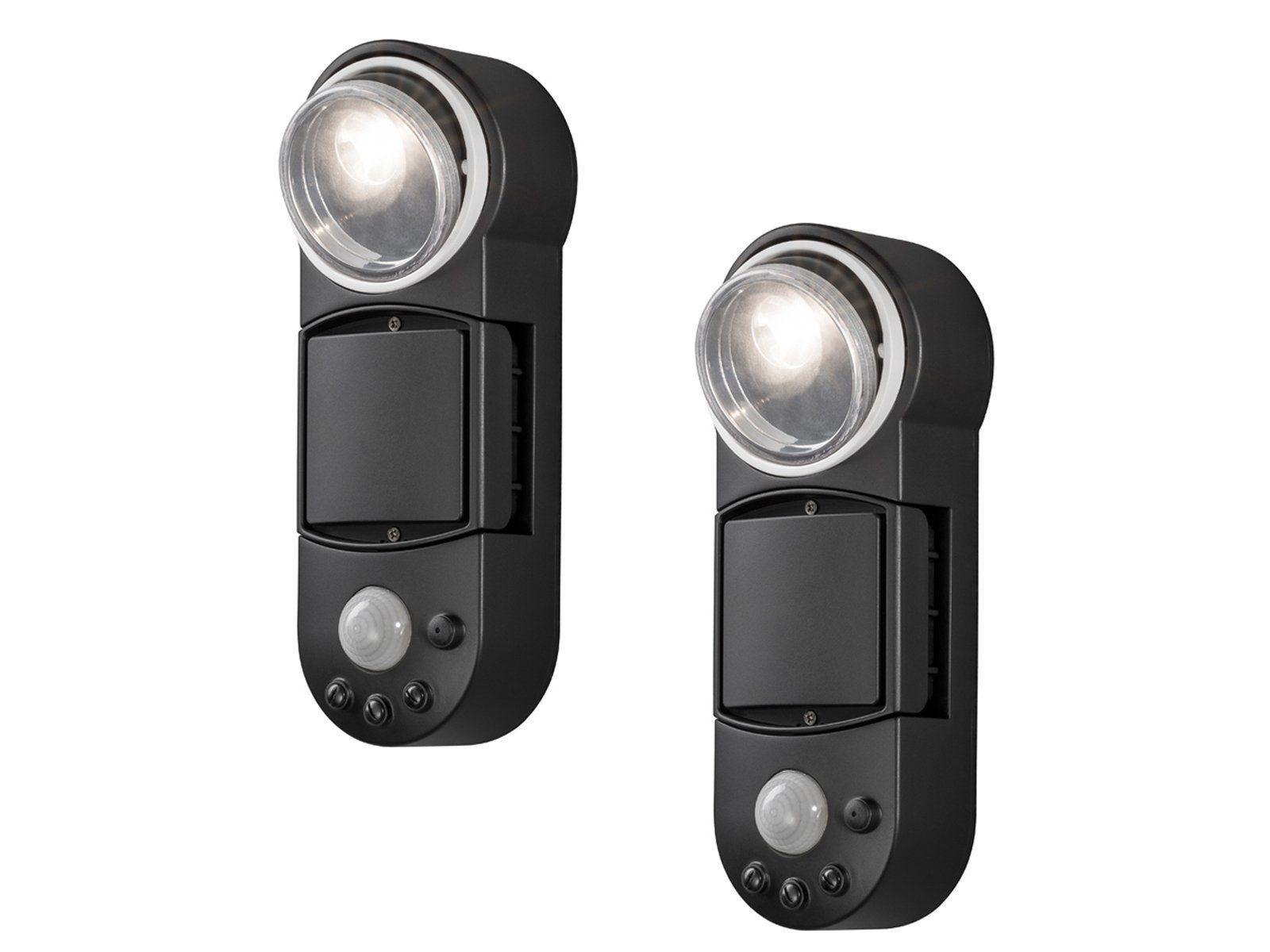 KONSTSMIDE LED Außen-Wandleuchte, Bewegungsmelder, LED fest integriert, Neutralweiß, 2er Set, Außenlicht mit Batterie, Fassadenbeleuchtung Hauswand H: 26cm