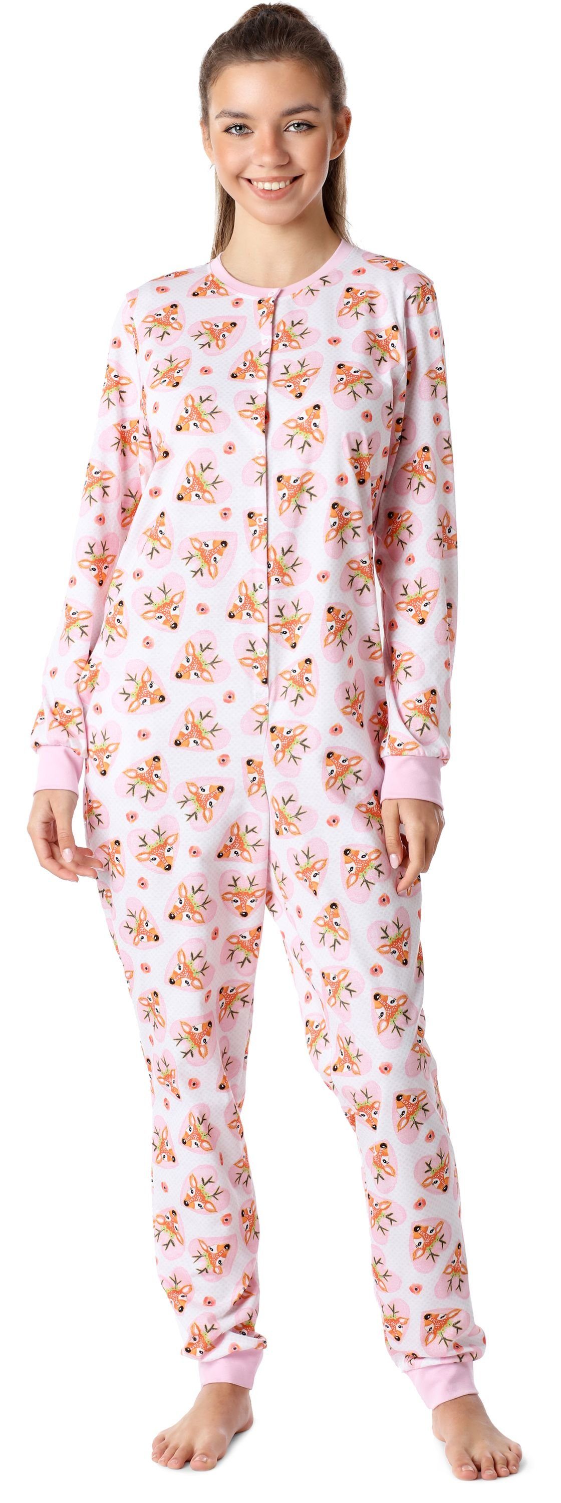 Merry Style Schlafanzug Mädchen Jugend Schlafanzug Schlafoverall MS10-335 Rosa/Herzen Hirsche | Pyjamas