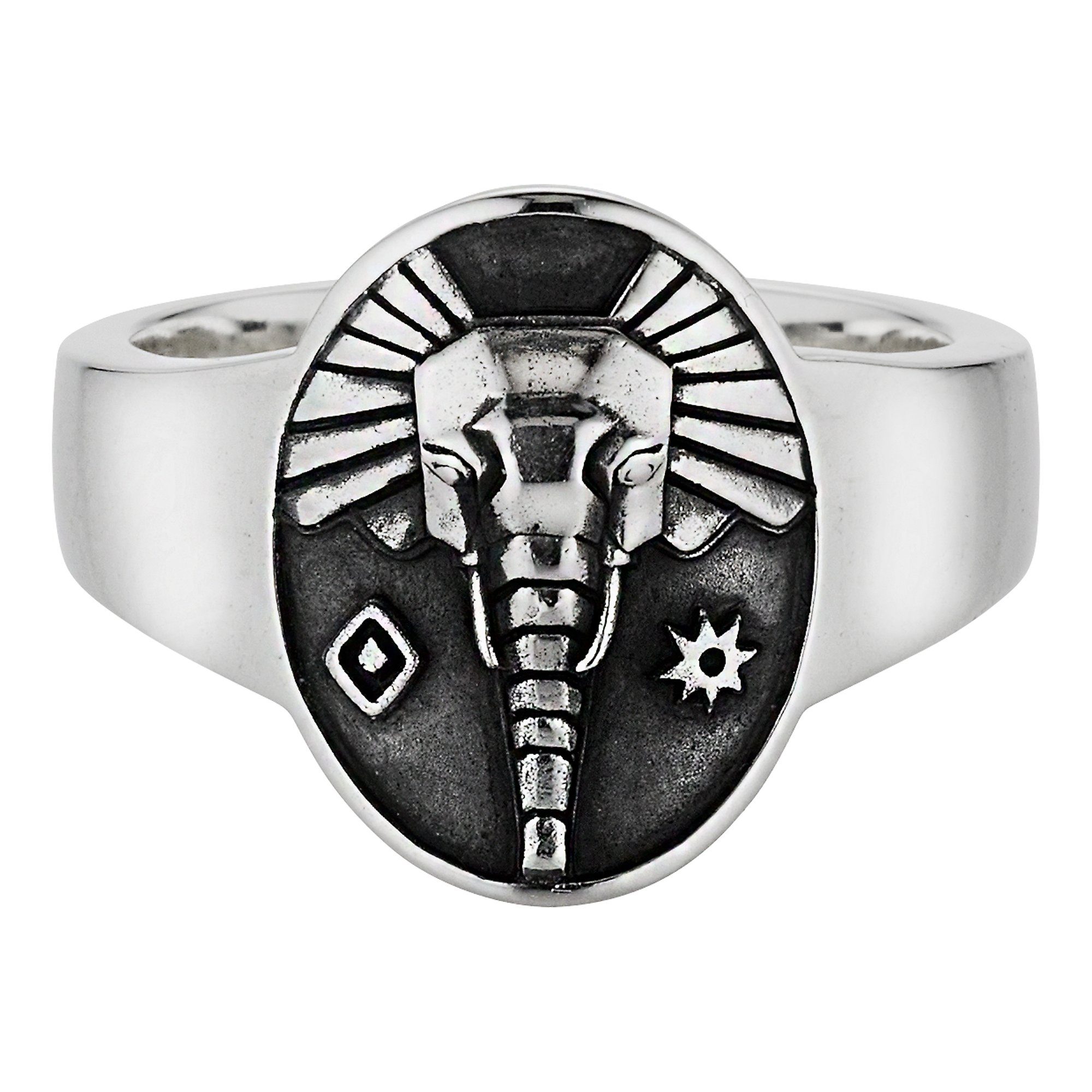 Silber 925 Elefant oxidiert-poliert CAÏ Fingerring Sterling