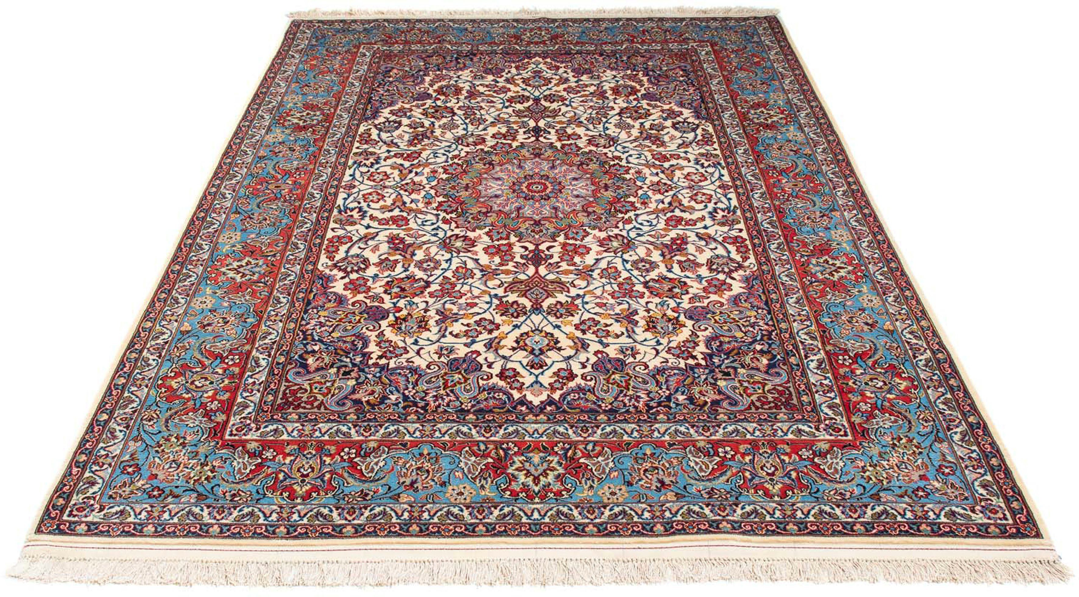 - cm x - Orientteppich Wohnzimmer, Höhe: Isfahan mm, Premium rechteckig, - Einzelstück Zertifikat 152 morgenland, mit Handgeknüpft, 6 Perser 233 beige, -