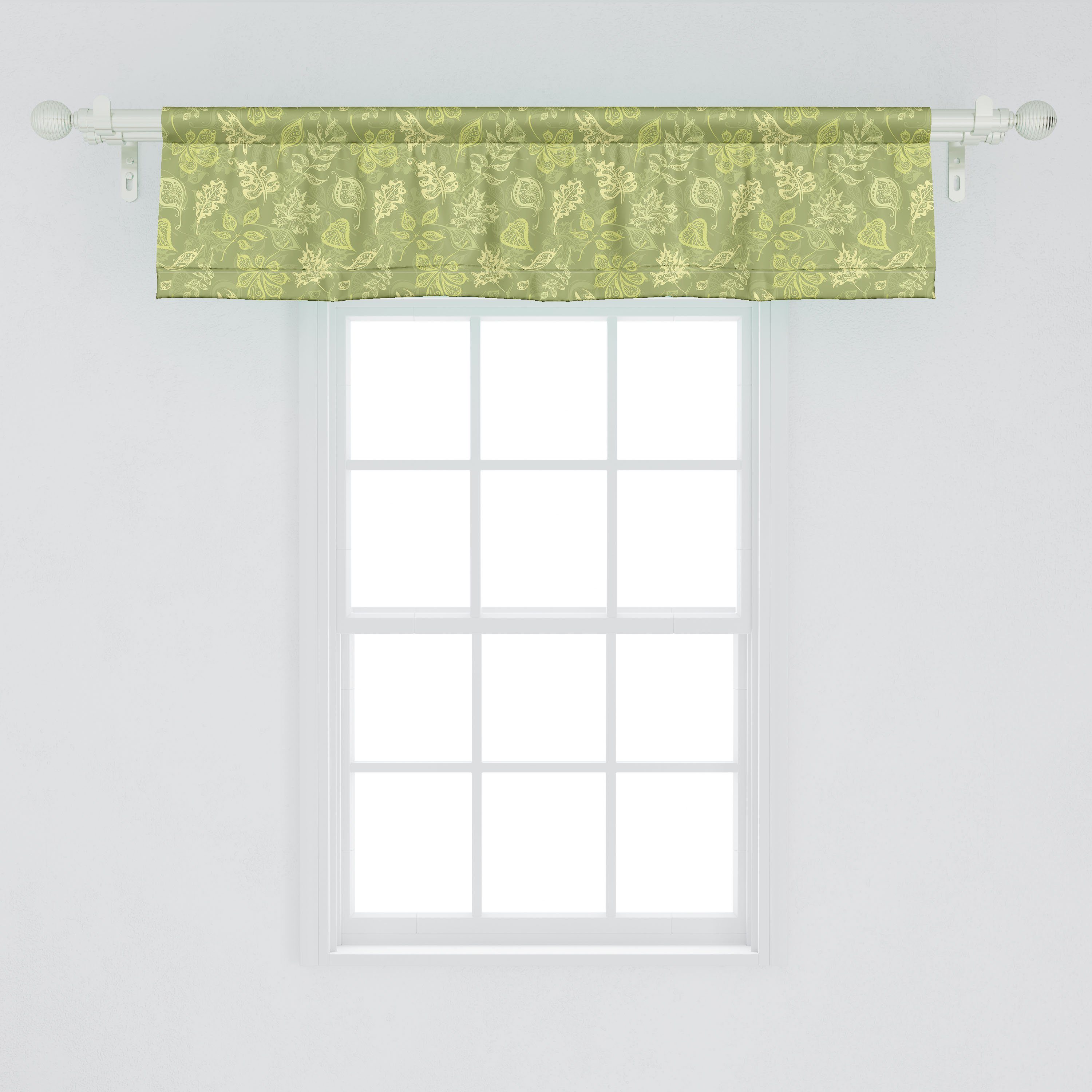 Plantation von Scheibengardine Vorhang Töne Abakuhaus, Blätter Microfaser, mit Grün Volant für Küche Schlafzimmer Stangentasche, Dekor