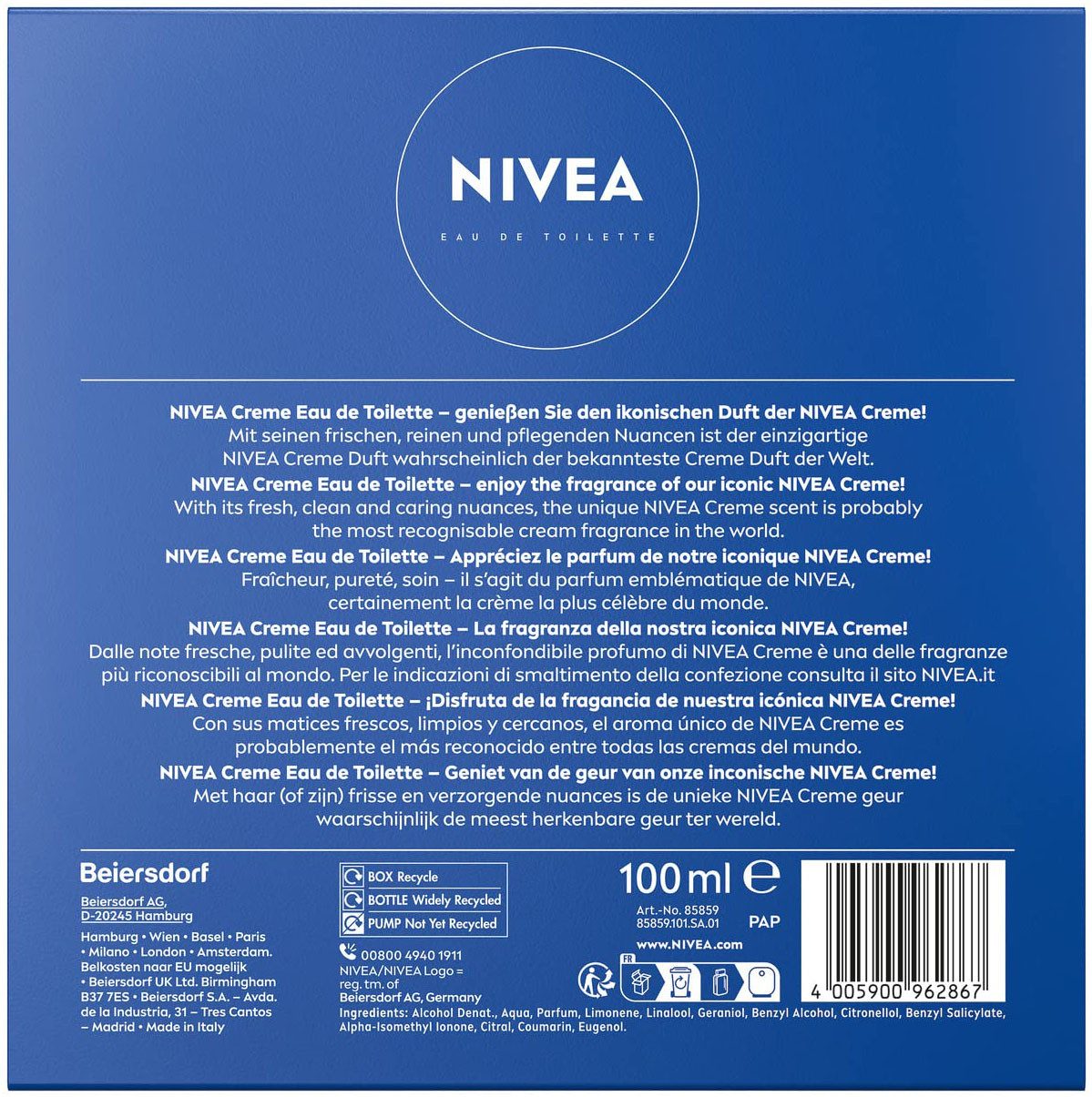 Nivea Eau de Toilette NIVEA, mit original NIVEA Creme Duft