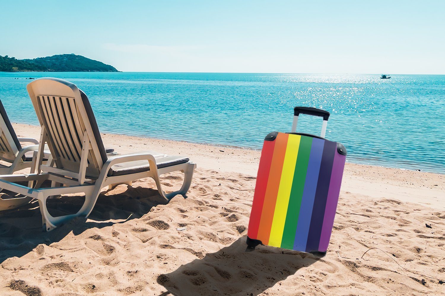 Rollen, Muster Regenbogen für Trolley, Reisekoffer - 4 MuchoWow Stolz, Ferien, rollen, - Reisetasche Handgepäck Handgepäckkoffer mit