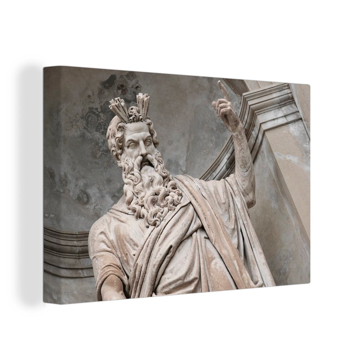 OneMillionCanvasses® Leinwandbild Statue des Zeus mit ausgestrecktem Arm des höchsten Gottes in, (1 St), Wandbild Leinwandbilder, Aufhängefertig, Wanddeko, 30x20 cm