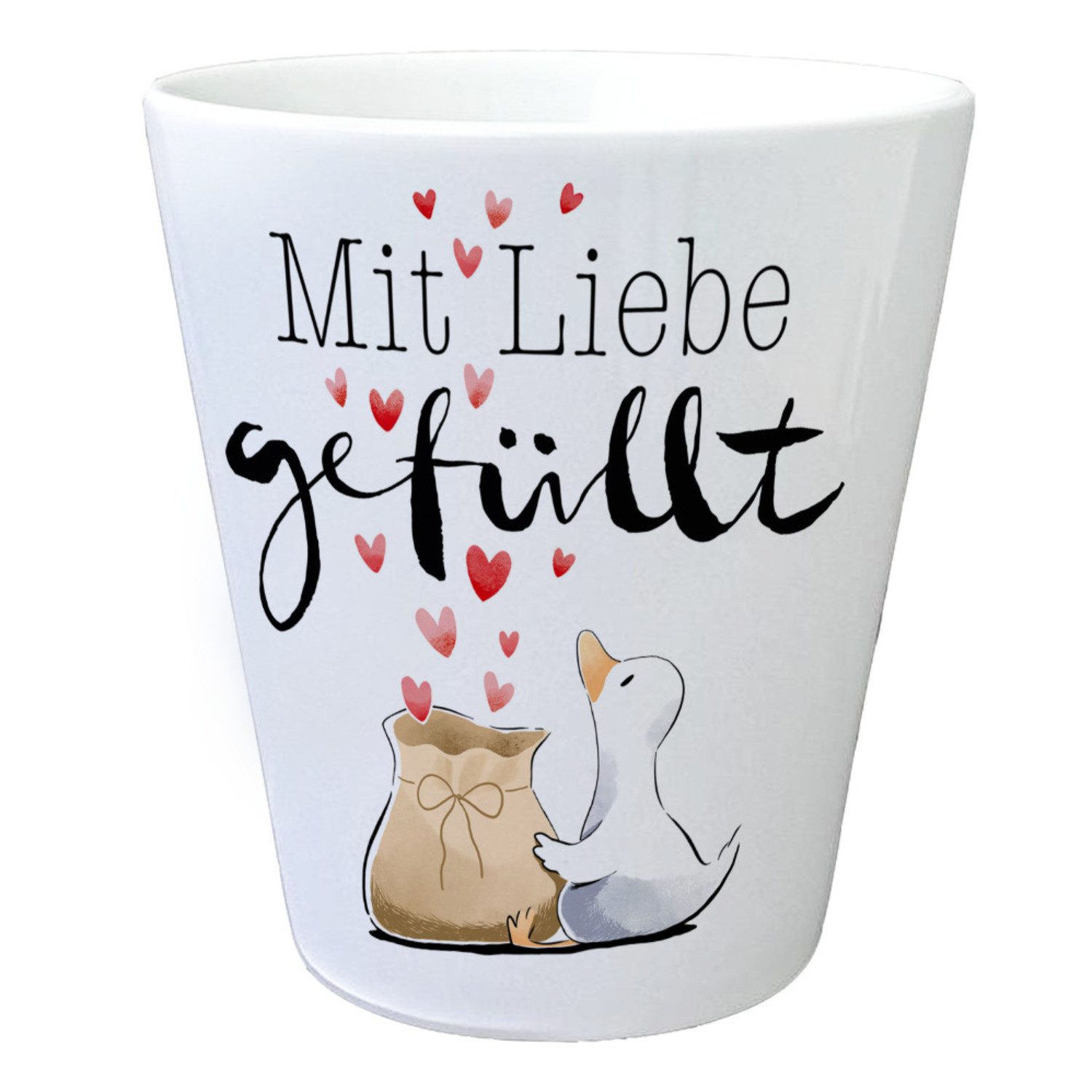 Blumentopf Ente Blumentopf mit Spruch Mit Liebe gefüllt
