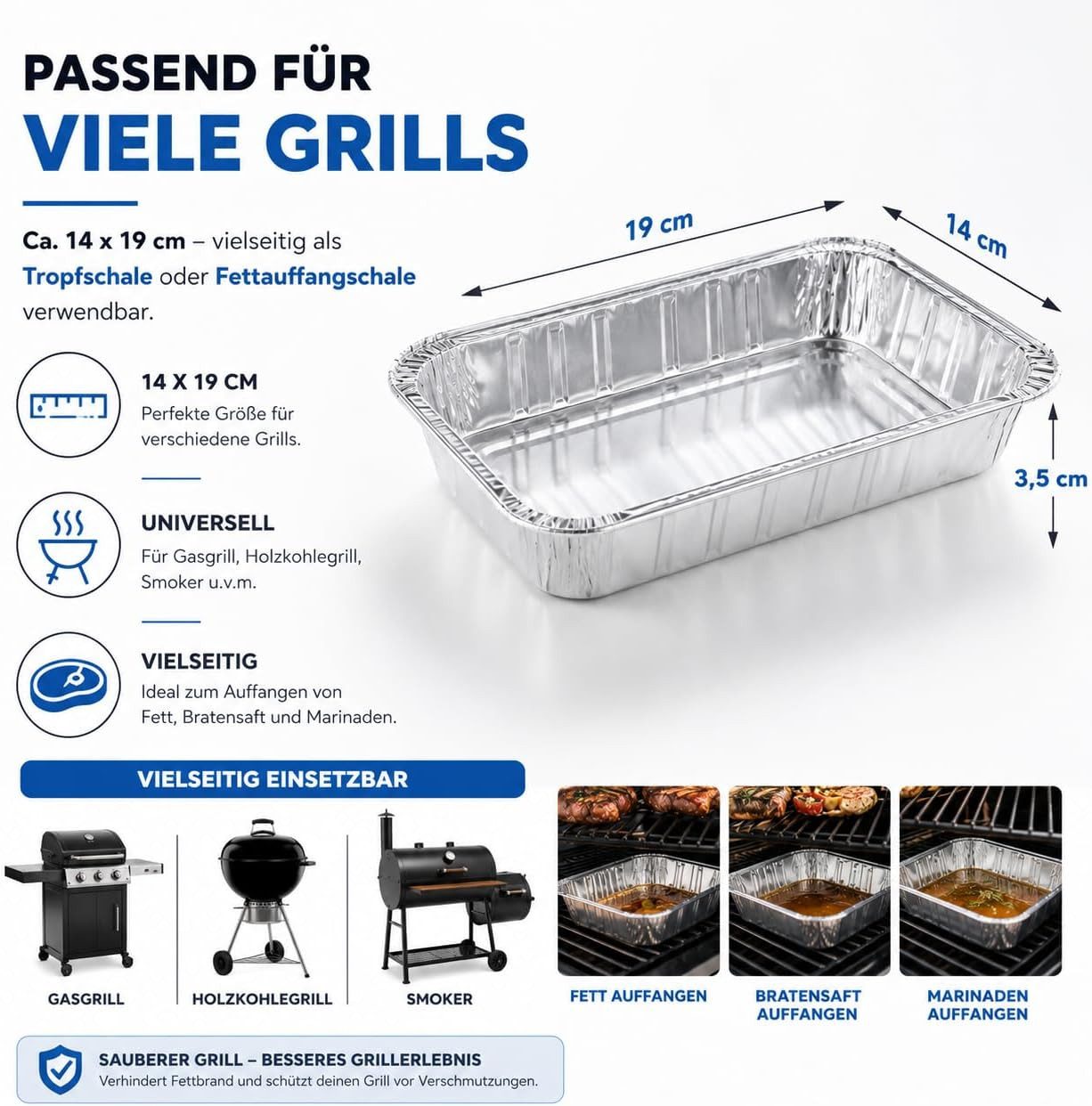 TK Gruppe Tropfschale 20x Aluminiumschale – Fettauffangschale & Tropfschale für Grill, für für Elektro- und Gasgrills, (20er Set), Bis zu 600°C erhitzbar