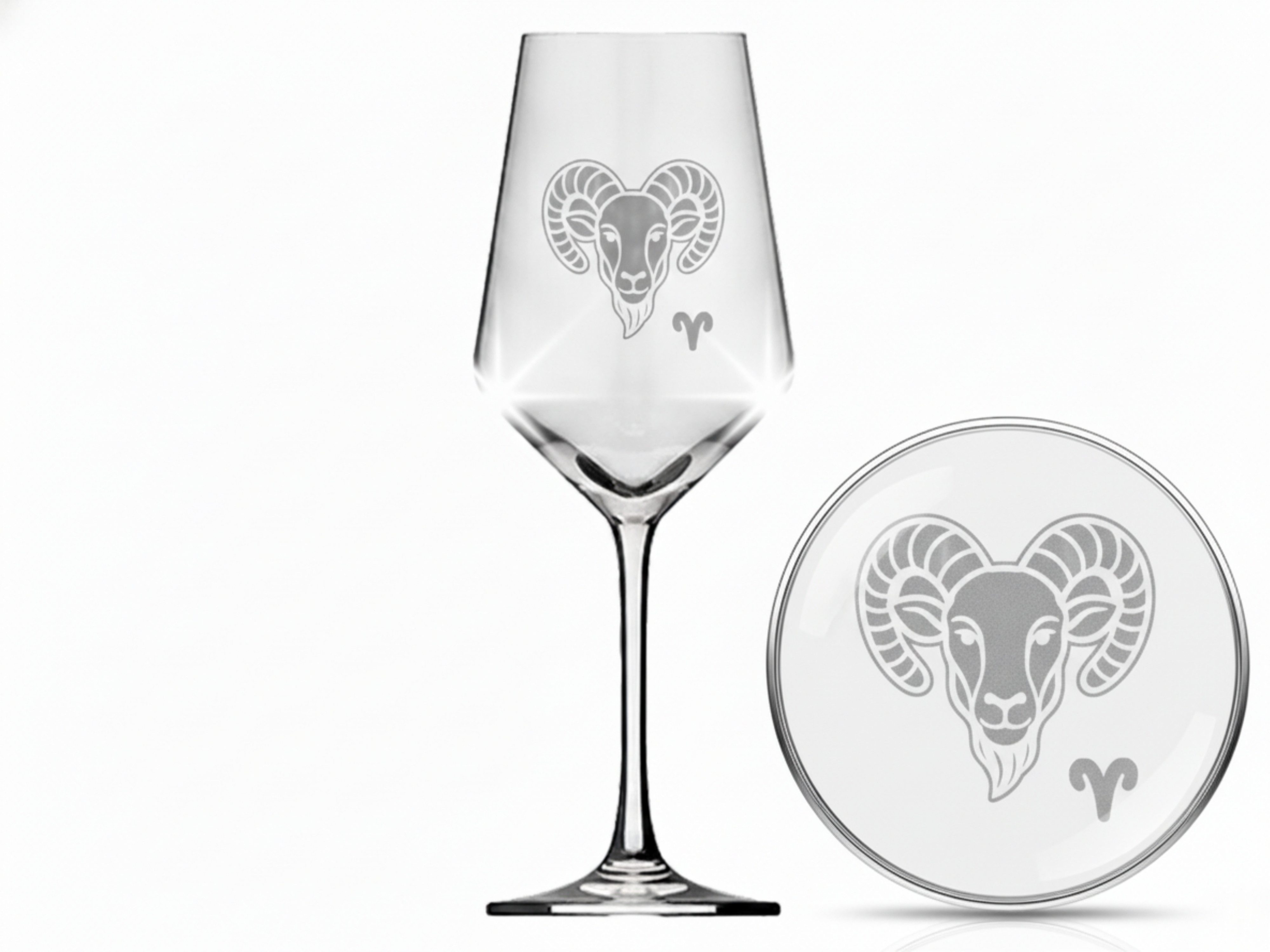 eXODA Weinglas Weinglas Widder 350ml graviert spülmaschinenfest, 1-tlg., Glas, Atemberaubende Darstellung