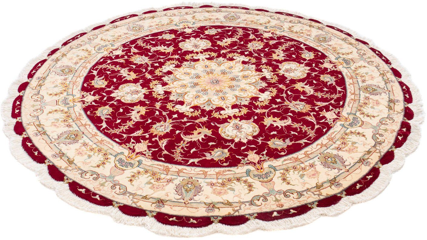 Orientteppich Perser - Täbriz - Royal rund - 150 x 150 cm - dunkelrot, morgenland, rund, Höhe: 7 mm, Wohnzimmer, Handgeknüpft, Einzelstück mit Zertifikat