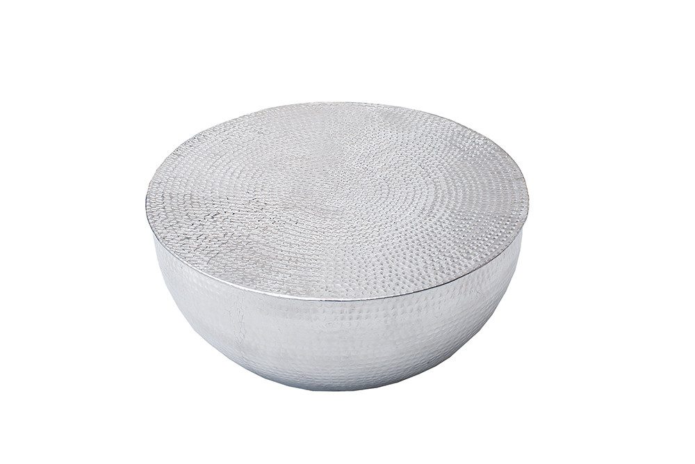 riess-ambiente Couchtisch ORIENT II Ø60cm silber (Einzelartikel, 1-St), Wohnzimmer · Metall · rund · Hammerschlag Design · handmade
