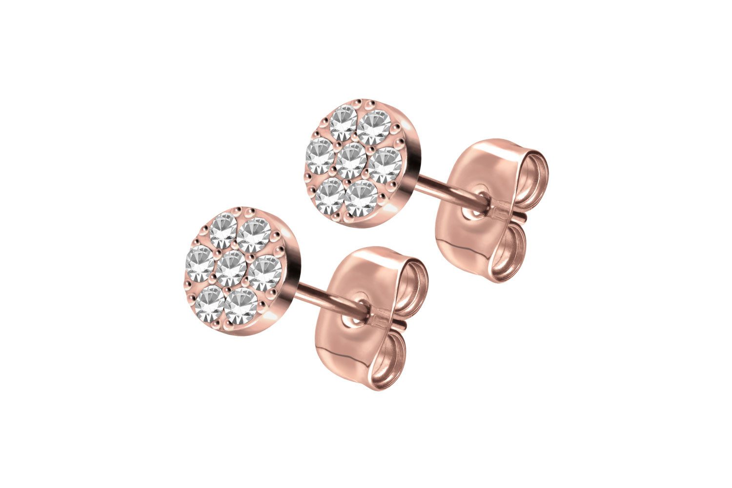 FILANGO Paar Ohrstecker Titan Ohrstecker DISC + EINGEFASSTE KRISTALLE (Ohrstecker, 1-tlg)