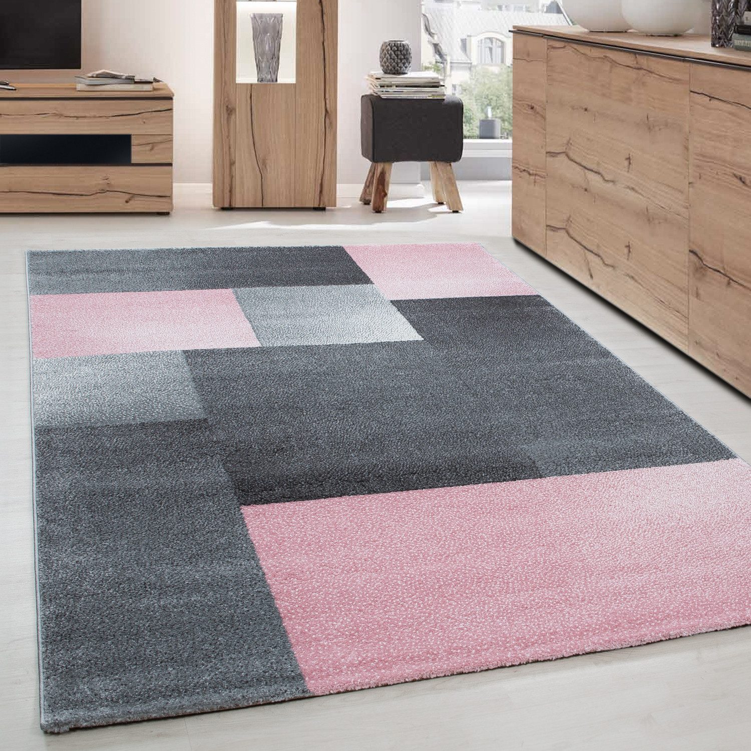 Carpettex Frisé-Teppich Kariert Design, Läufer, Höhe: 11 mm, Kurzflor Teppi günstig online kaufen