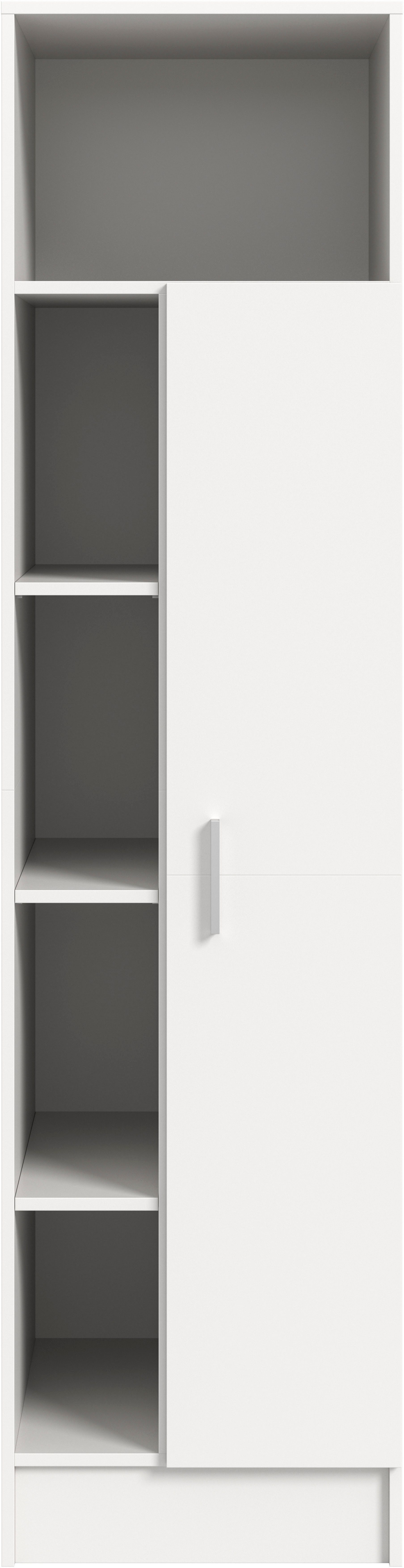 welltime Mehrzweckschrank FALAS, Höhe 195cm, 1 Tür, 1 Kleiderstange, 5 offene Fächer (1-St., in verschiedenen Farben erhältlich) Universalschrank, Wäscheschrank, Badezimmer, Hauswirtschaftsschrank