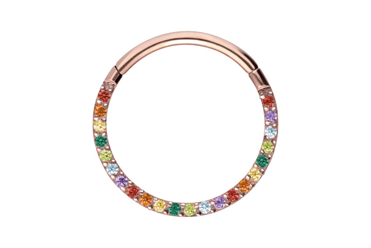 PIERCINGLINE Nasenpiercing Titan Segmentring Clicker EINGEFASSTE BUNTE KRISTALLE Ohrpiercing (Clicker, 1-tlg), Ohrpiercing für Conch, Helix, Tragus, Daith, Lobe