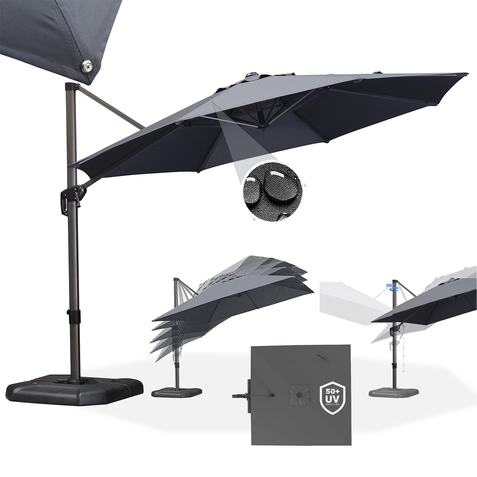 PURPLE LEAF Ampelschirm Runder Terrassenschirm, Alu günstig online kaufen