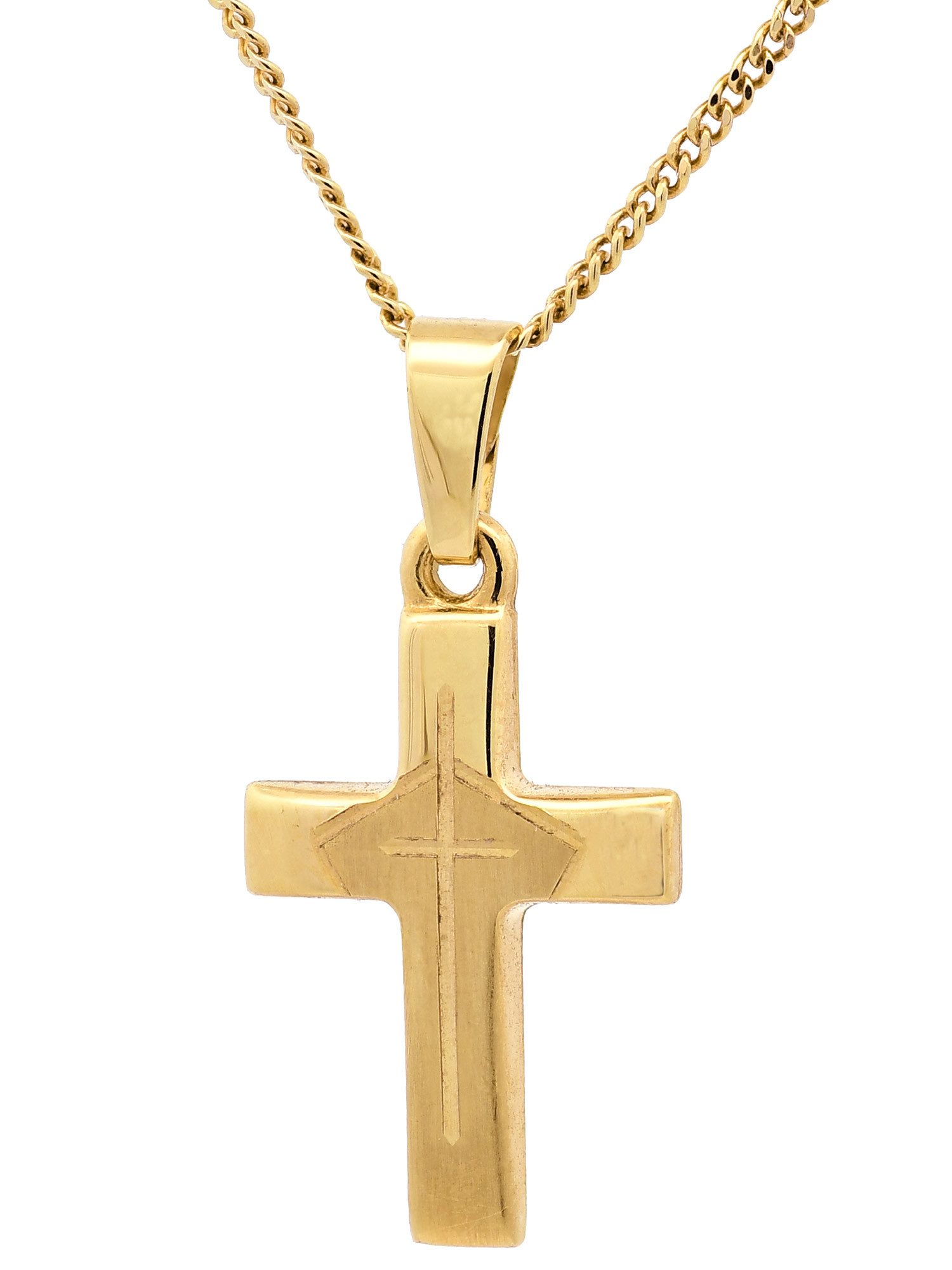HOPLO Kreuzanhänger Gold Anhänger Kreuz mit Goldkette massiv 585 - 14 Karat günstig online kaufen