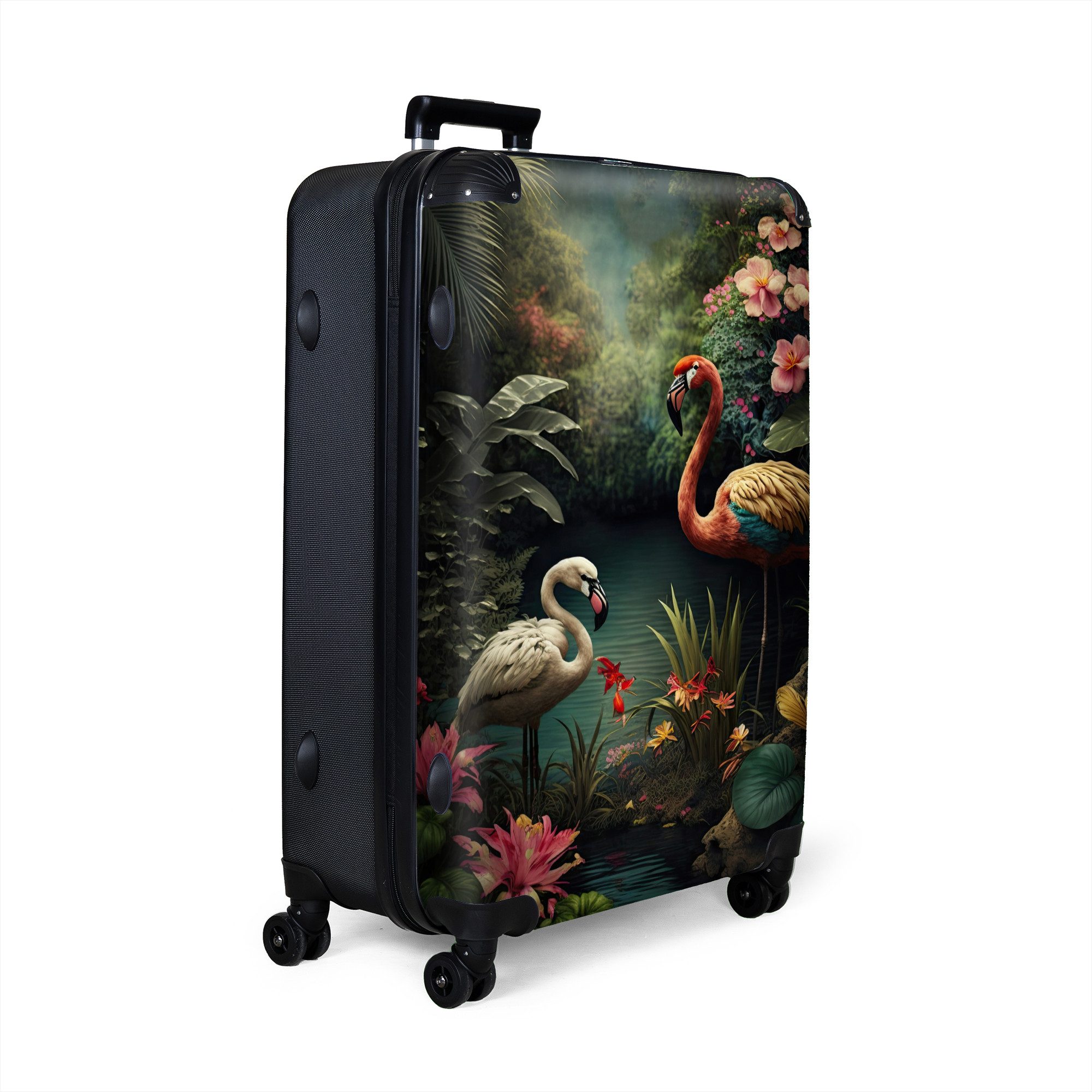 NoBoringSuitcases.com© Hartschalen-Trolley Flamingo - Blumen - günstig online kaufen