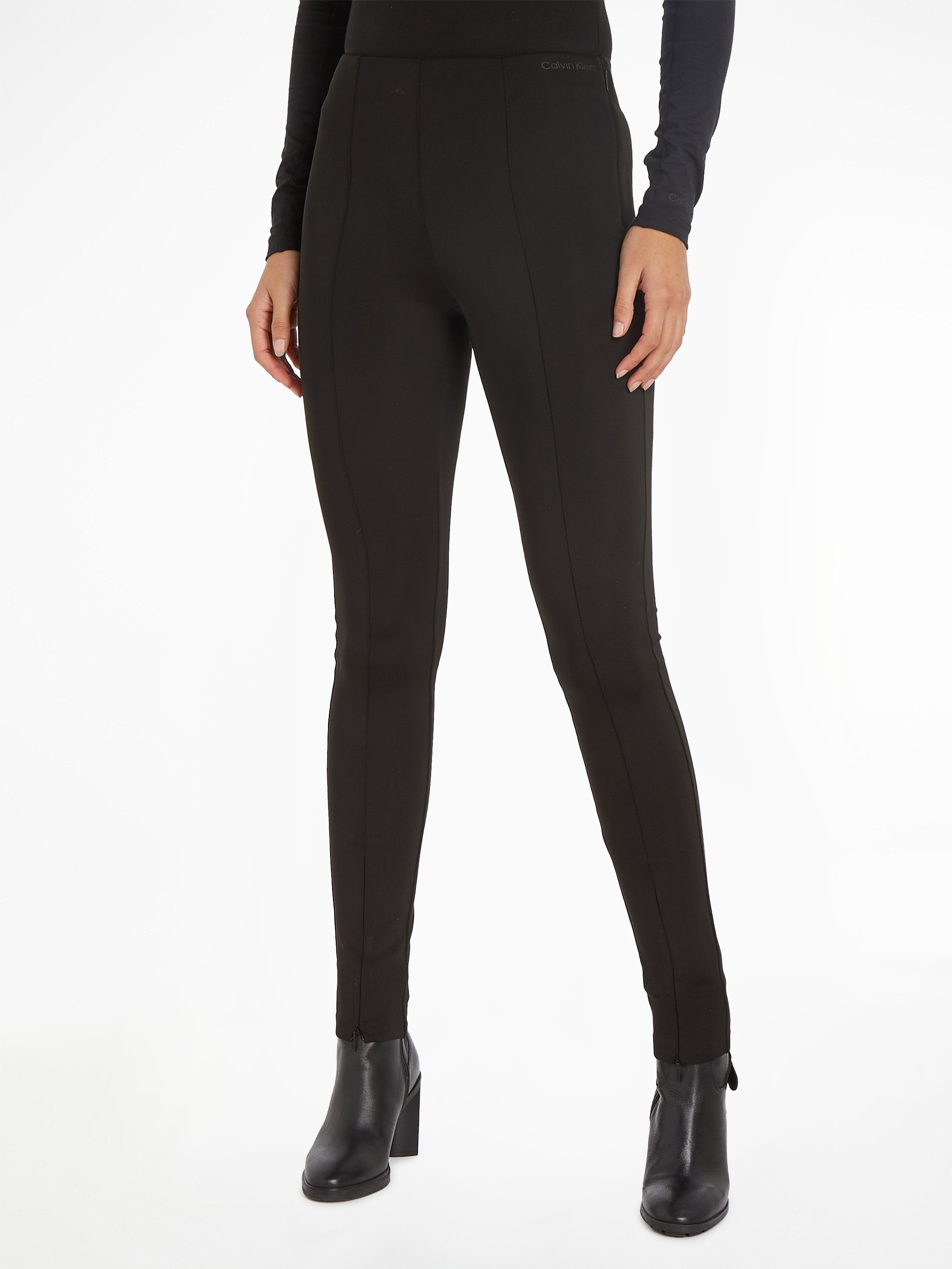 Leggings mit am Ck-Black Beinabschluss TECHNICAL KNIT LEGGING Reißverschluss Klein Calvin