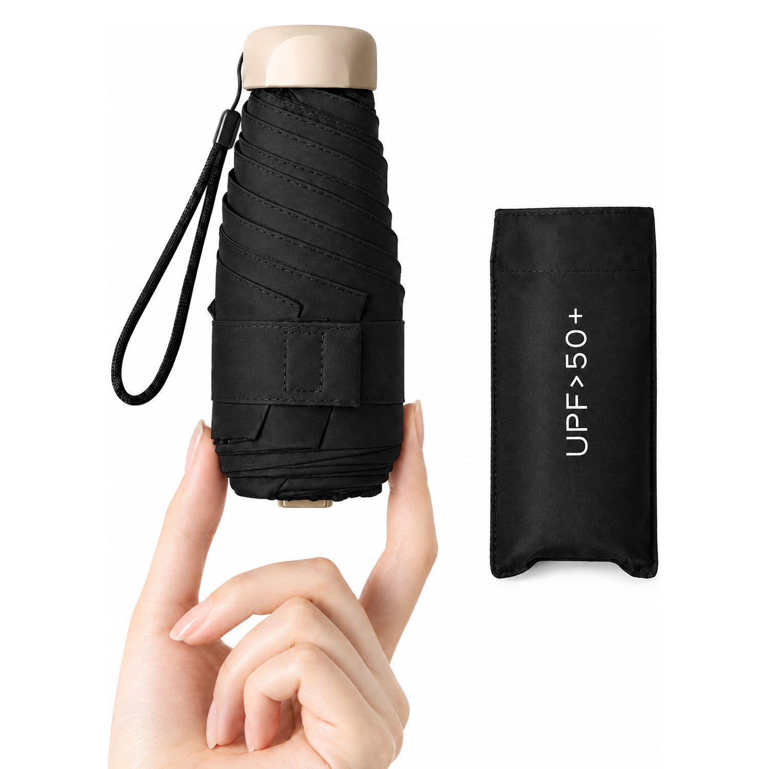 BOOD Taschenregenschirm Mini ultra-leichter Falt-Regenschirm, tragbarer UV-Schutz-Sonnenschirm