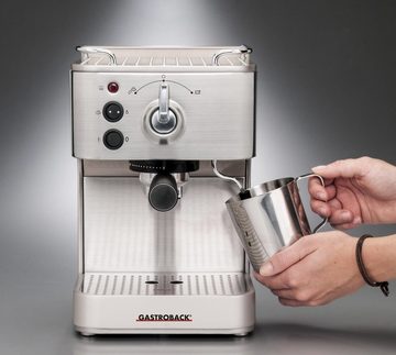 Gastroback Espressomaschine Design Espresso Plus 42606, Siebträger, auch für Espressopads geeignet, inkl. Milchkännchen