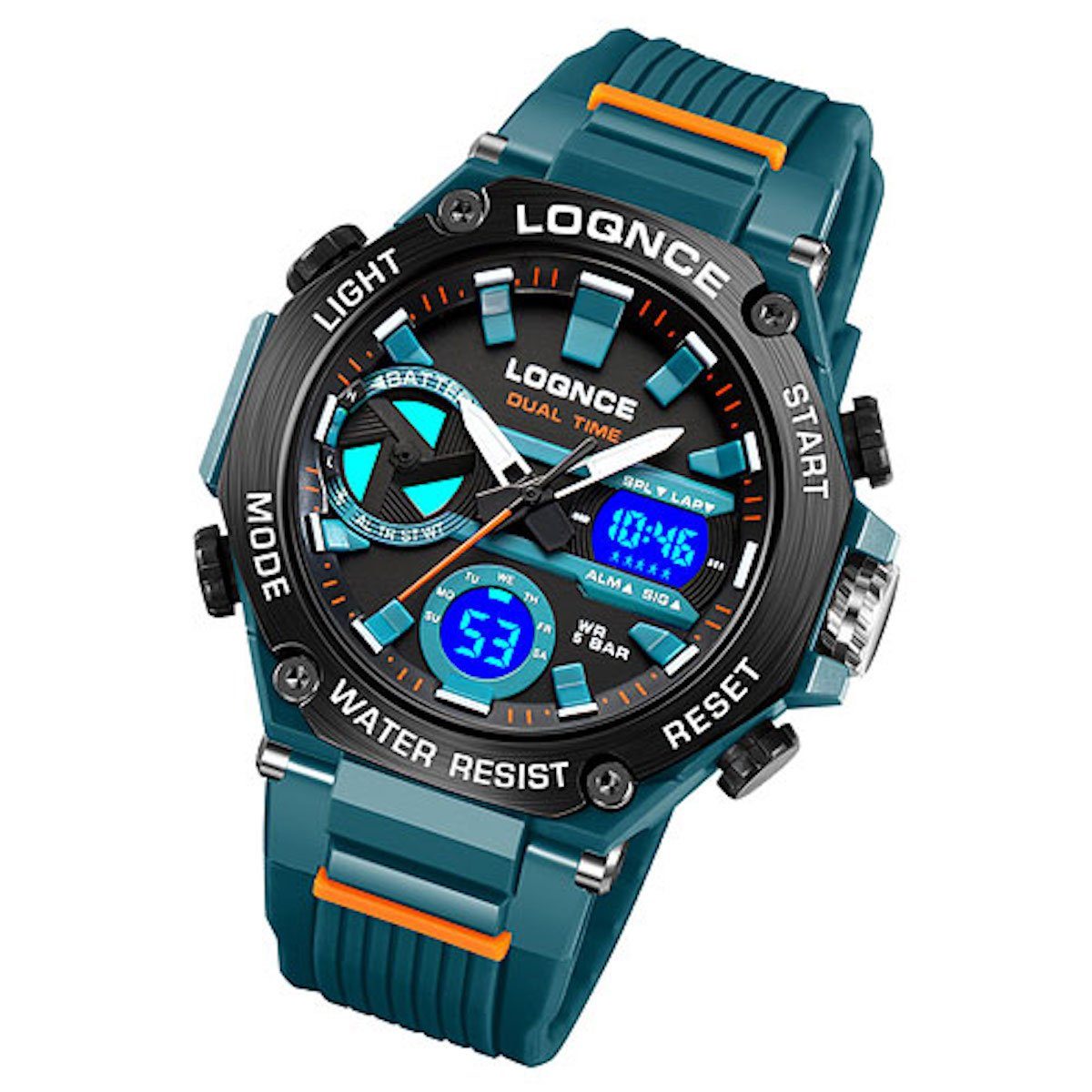 Taffstyle Sportuhr Herren Armbanduhr Digital Sportuhr Stopp Alarm Licht Chronograph Uhr, Multifunktionale Uhr Stoppuhr Kalender Beleuchtung 5 ATM Wasserdicht