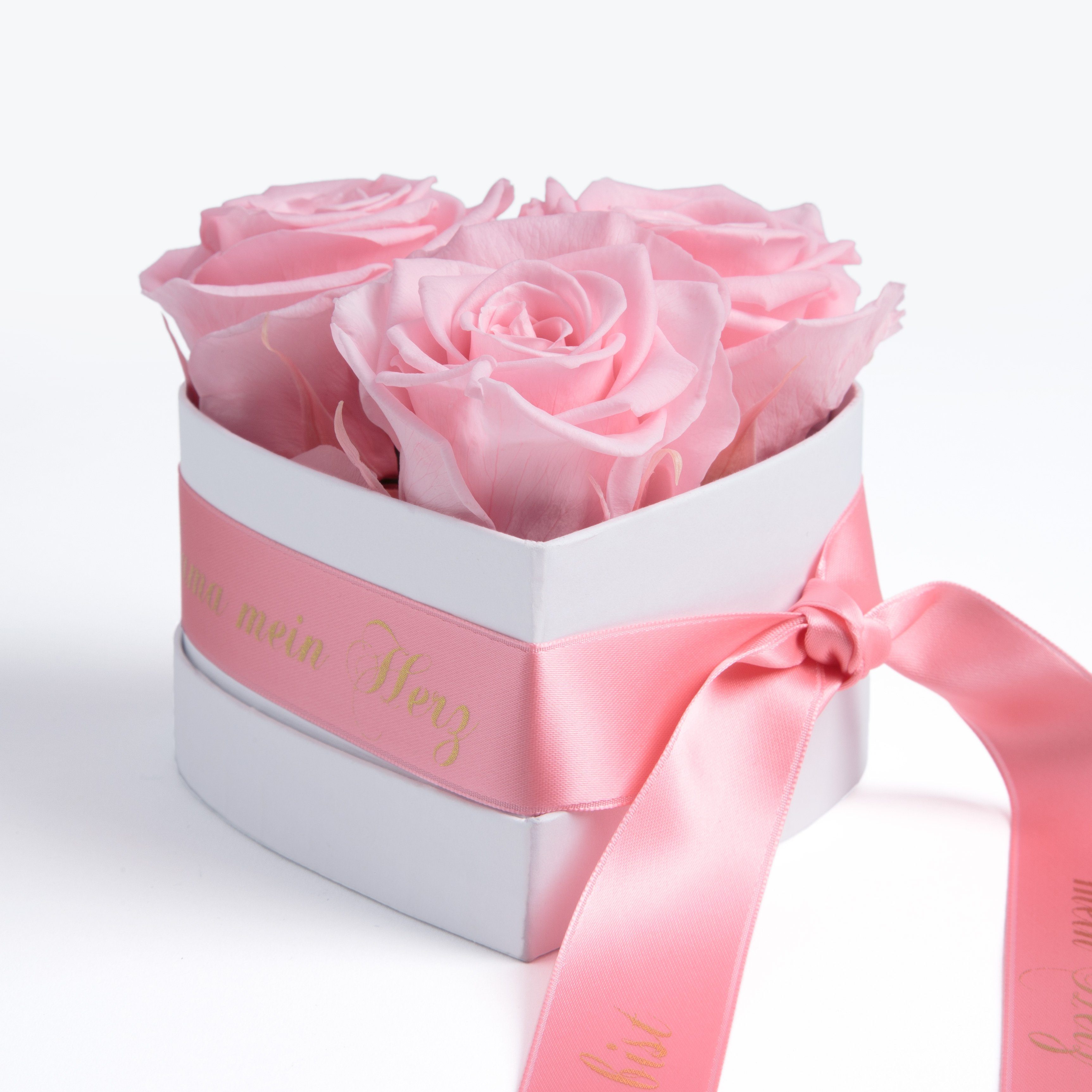 Kunstblume Mama Geschenk Du bist mein Herz Box 3 unendliche Rosen Rose, ROSEMARIE SCHULZ Heidelberg, Höhe 10 cm, echte Blumen 3 Jahre haltbar, Made in Germany