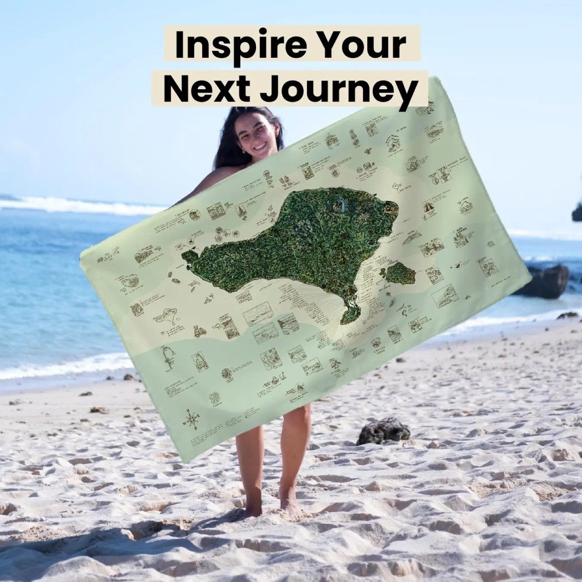 Awesome Maps Strandtuch Badetuch "Surftrip Bali" (155x90cm)