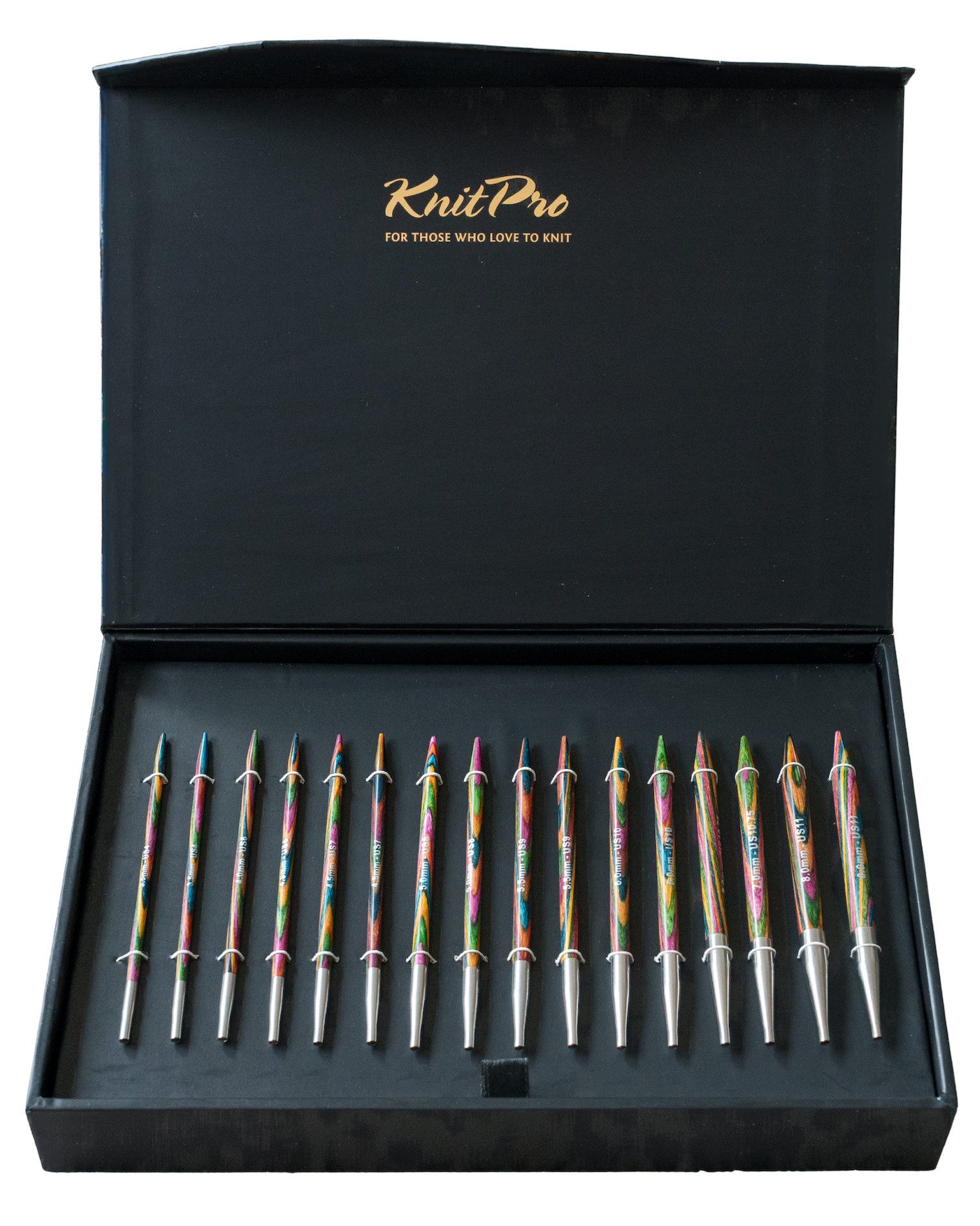 KnitPro Rundstricknadeln Rundstricknadel-Set SYMFONIE Design-Holz Multicolor Deluxe, Austauschbare Rundstricknadeln-Set