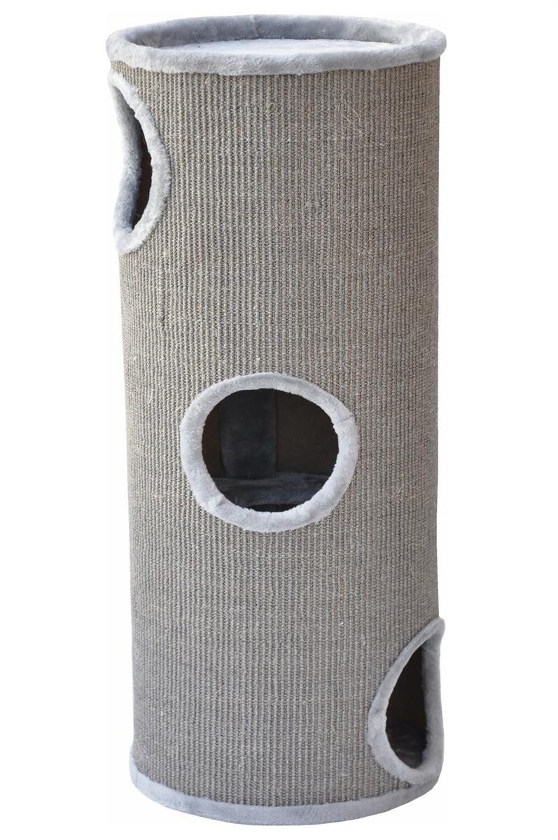 Kratzbaum Kratztonne Condo - mit Spielball - rundum Sisalgeflecht M 100 cm grau