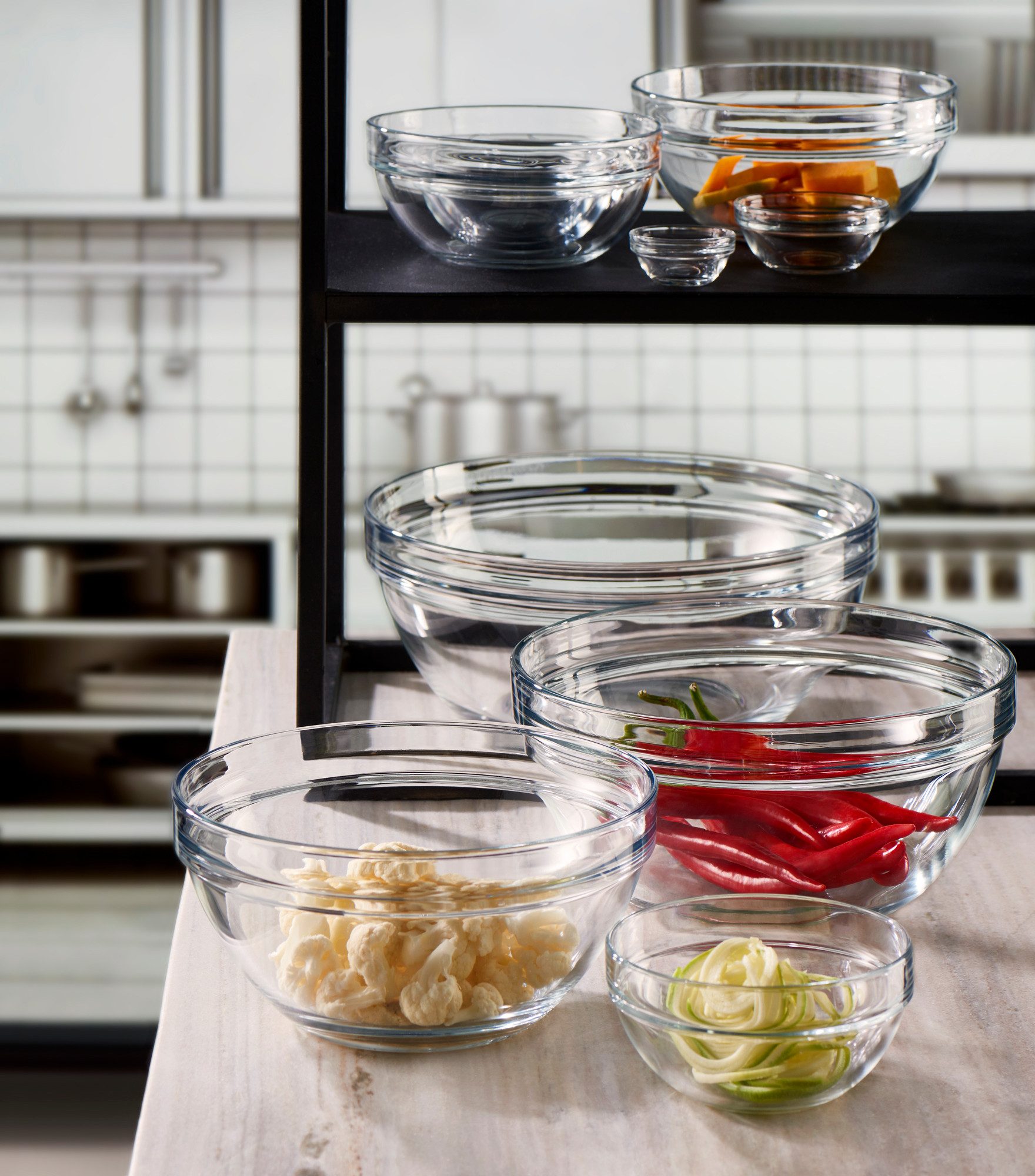 Pasabahce Schale Chefs, 30 cm, 2 Stück, Glas, (Set, 2-tlg), stapelbar, spülmaschinen- und mikrowellengeeignet