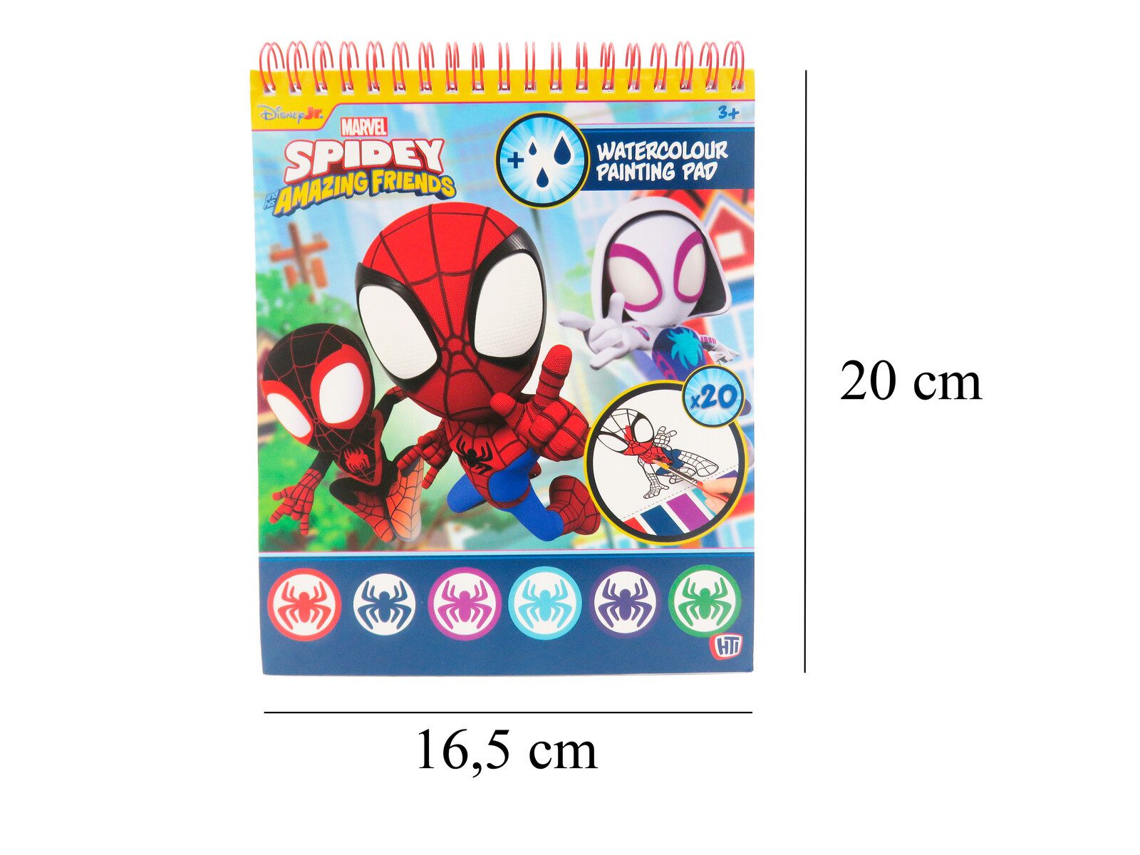 MARVEL Malblock Spidey Malblock mit Wasserfarben 20 Blatt Zeichenblock mit Pinsel