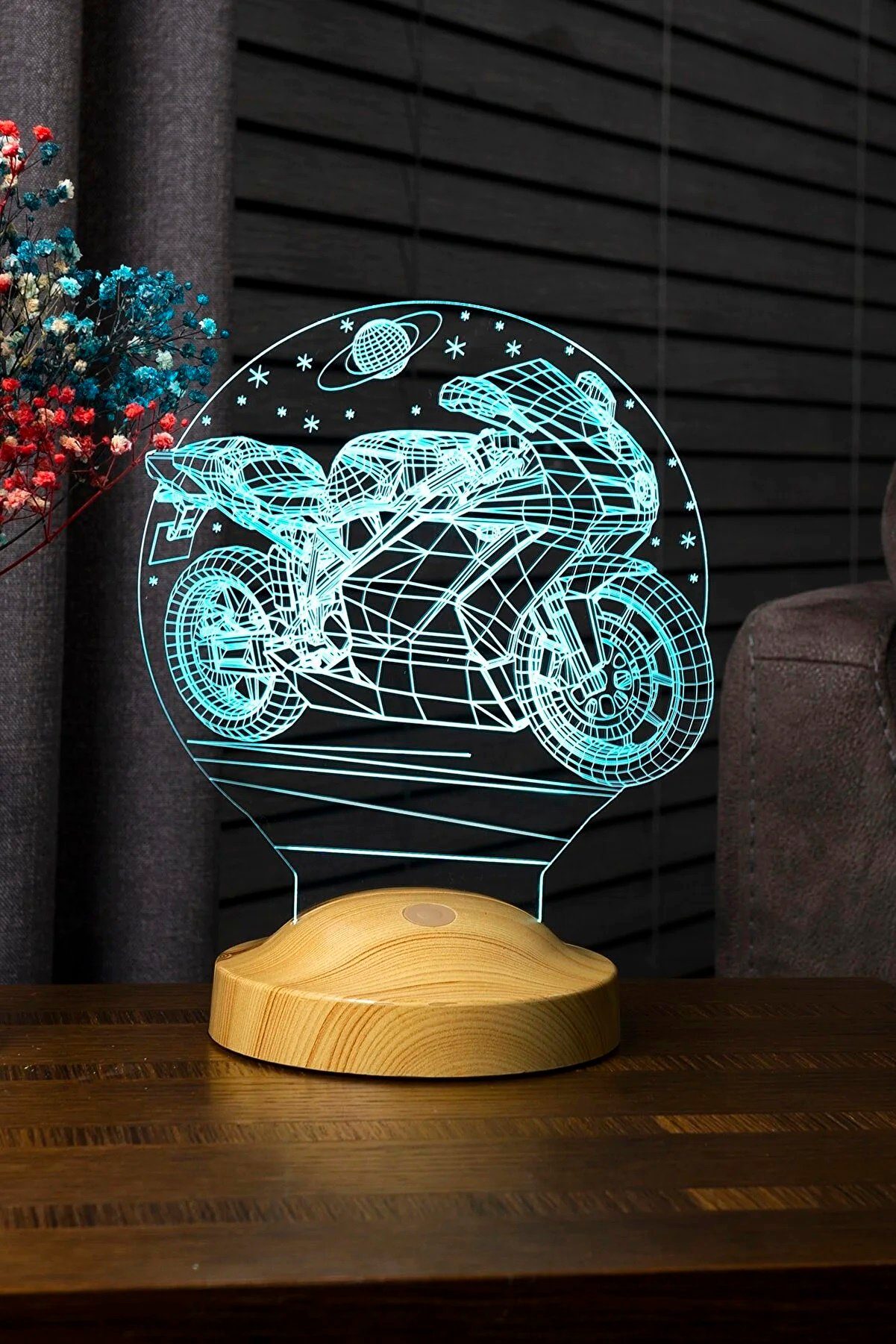 Geschenkelampe LED Nachttischlampe Racing Motorrad 3D Led Lampe für Motorradfahrer, LED fest integriert, LED in 6 verschiedenen Farben, LED Lampe