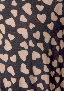 LASCANA Blusenkleid mit Herzchenprint, lockeres T-Shirtkleid, Sommerkleid, Strandkleid
