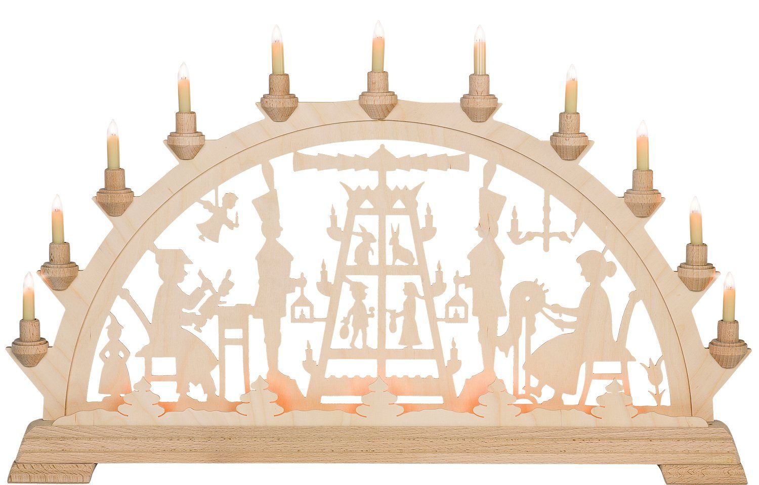 Kunstgewebe Taulin Schwibbogen Taulin Lichterbogen Motiv Pyramide, Handarbeit aus dem Erzgebirge