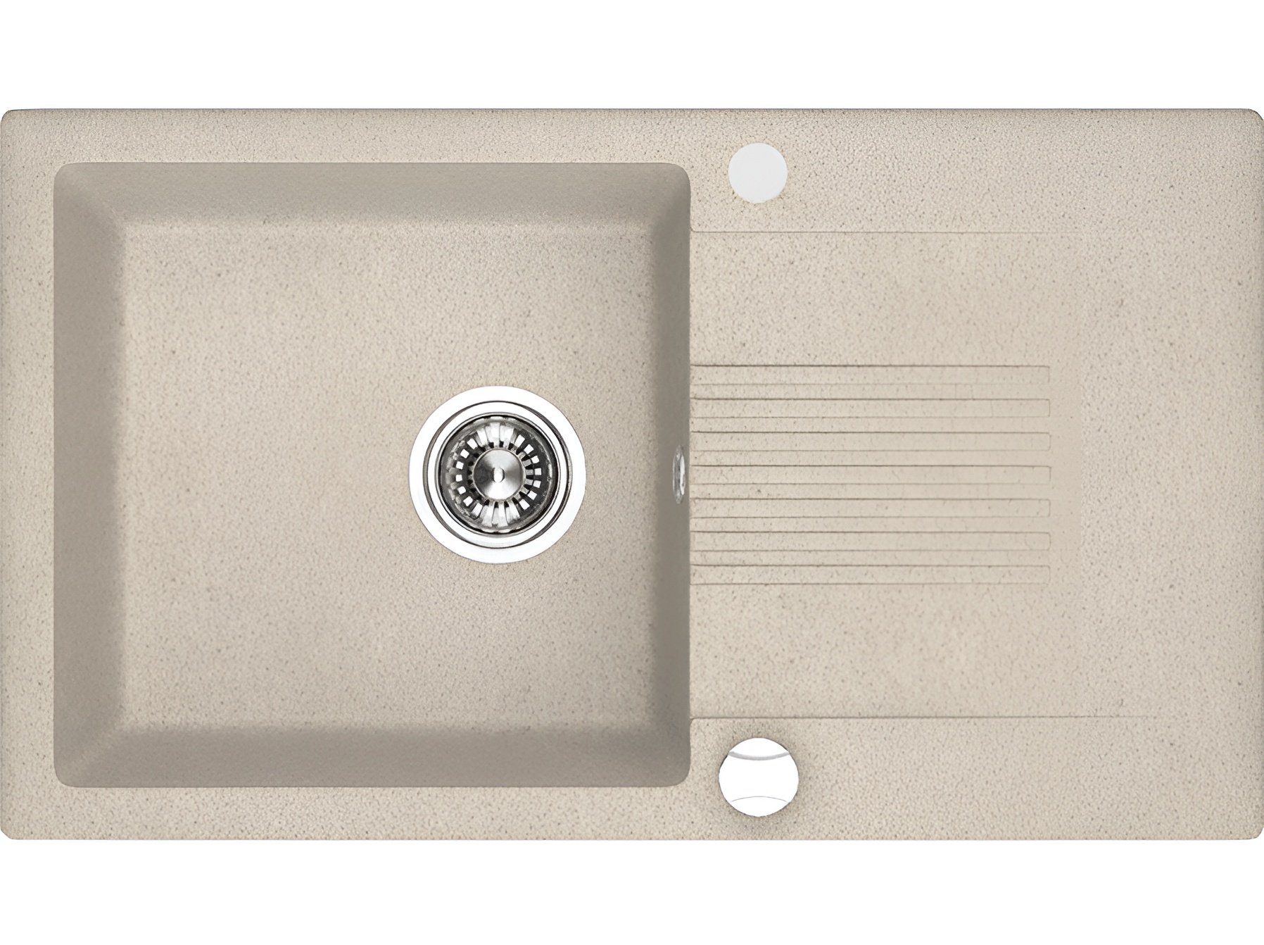 KOLMAN Küchenspüle Einzelbecken Celia Granitspüle, Rechteckig, 44/76 cm, Beige, Space Saving Siphon GRATIS
