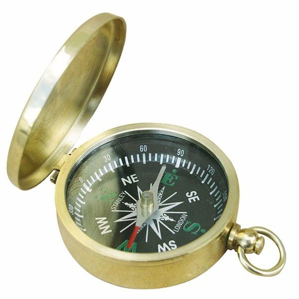 Linoows Dekoobjekt Kompass, Kleiner Messing, Reproduktion Klappdeckel maritimer Magnetkompass