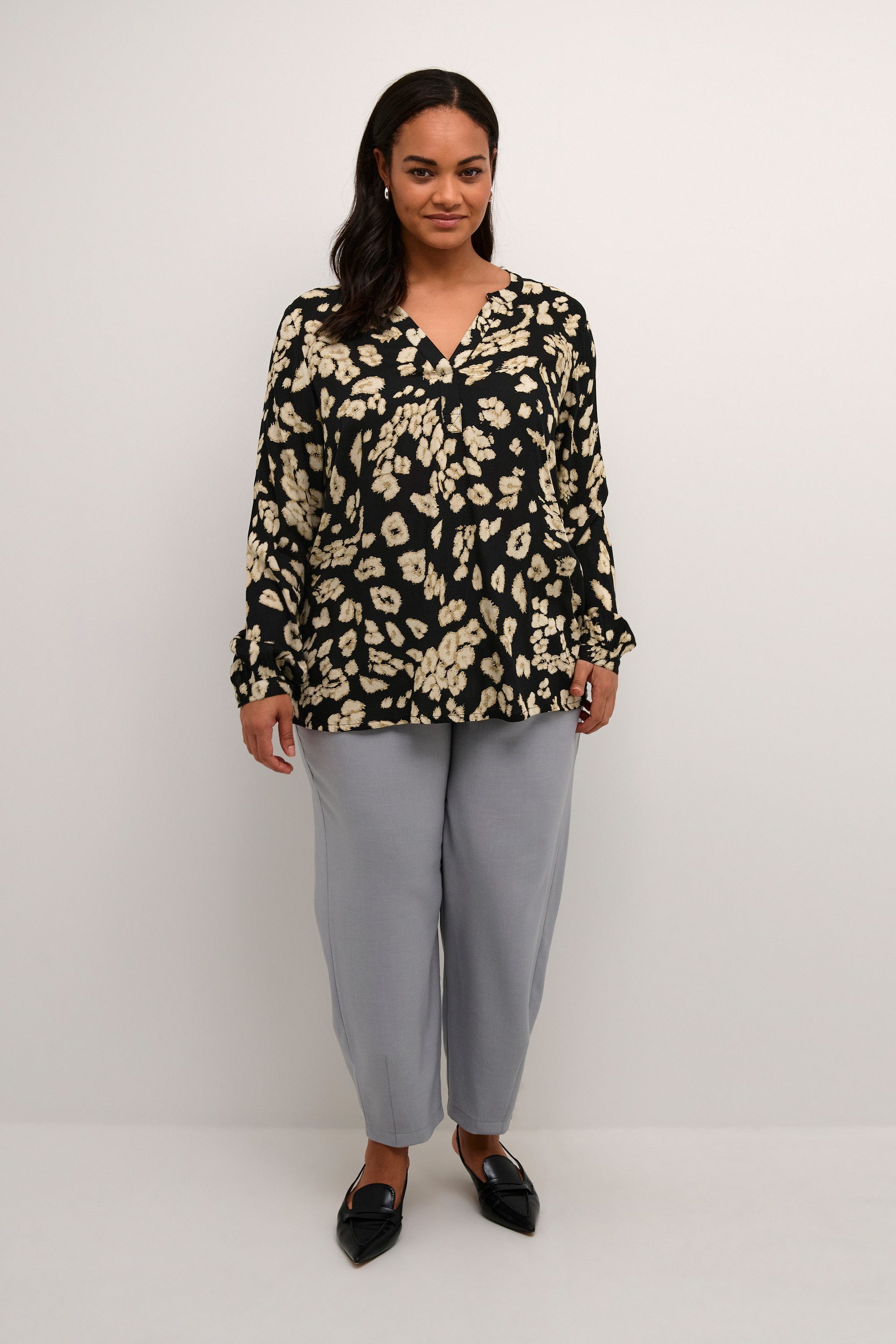 KAFFE Curve Langarmbluse Langarm-Bluse KCbella Große günstig online kaufen