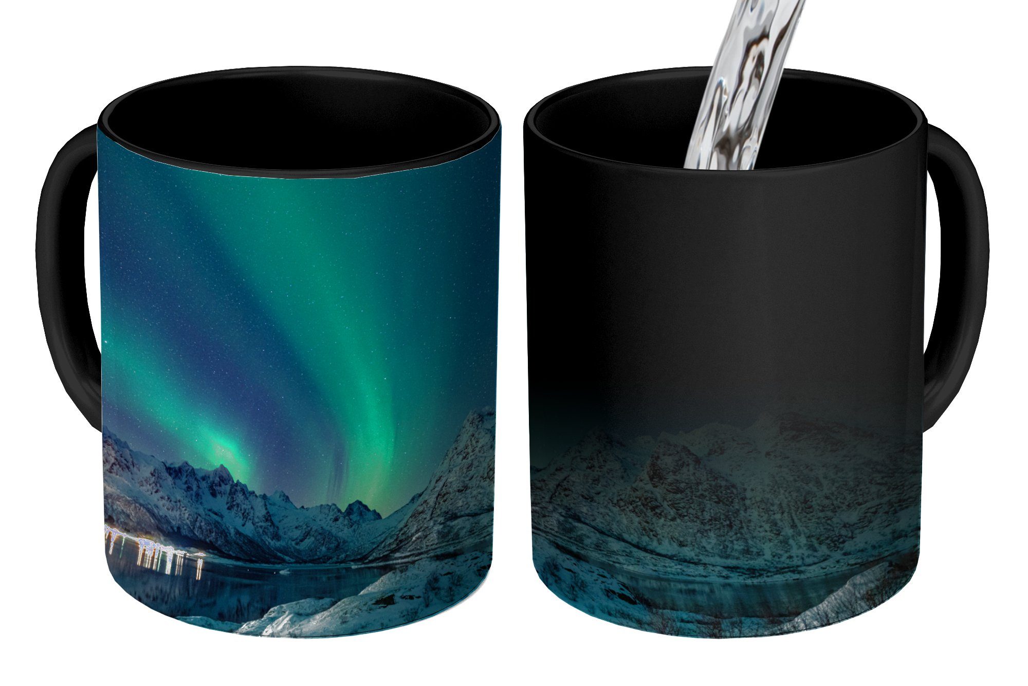 Tasse Nordlicht - Berg - Schnee - Grün - Sternenhimmel - Winter