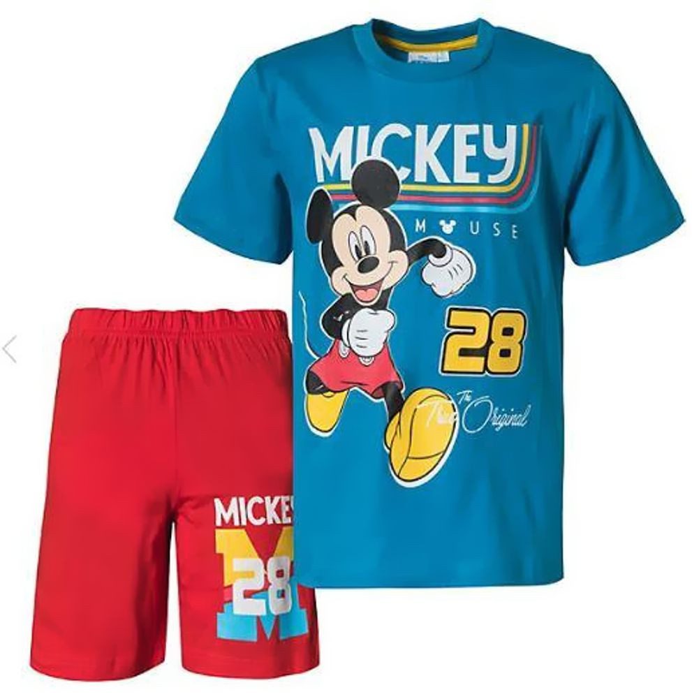 Disney Mickey Mouse Pyjama 2x Mickey Shorty Pyjama Kinder Schlafanzug Jungen + Mädchen (Set, 2 Stück) 2x Kinder Pyjama kurze Hose + T-Shirt