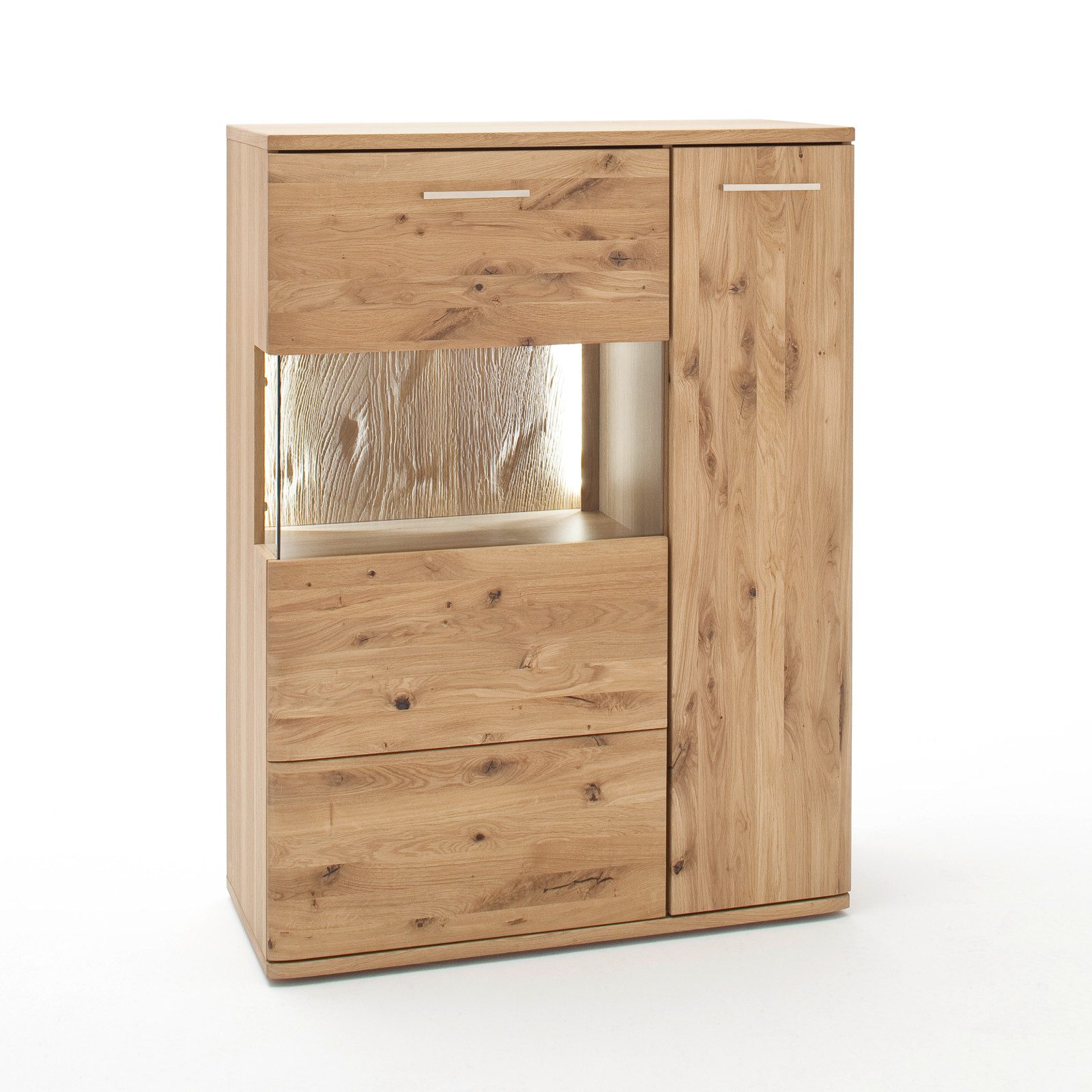 Empinio24 Highboard Santa Fe, Breite 90 cm, Eiche teilmassiv bianco, mit 2 Türen