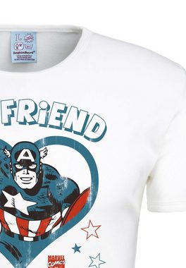 LOGOSHIRT T-Shirt Marvel - My Boyfriend Is A Superhero mit lizenzierten Originaldesign