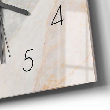 DEQORI Wanduhr 'Marmorsteinstruktur' (Glas Glasuhr modern Wand Uhr Design Küchenuhr)