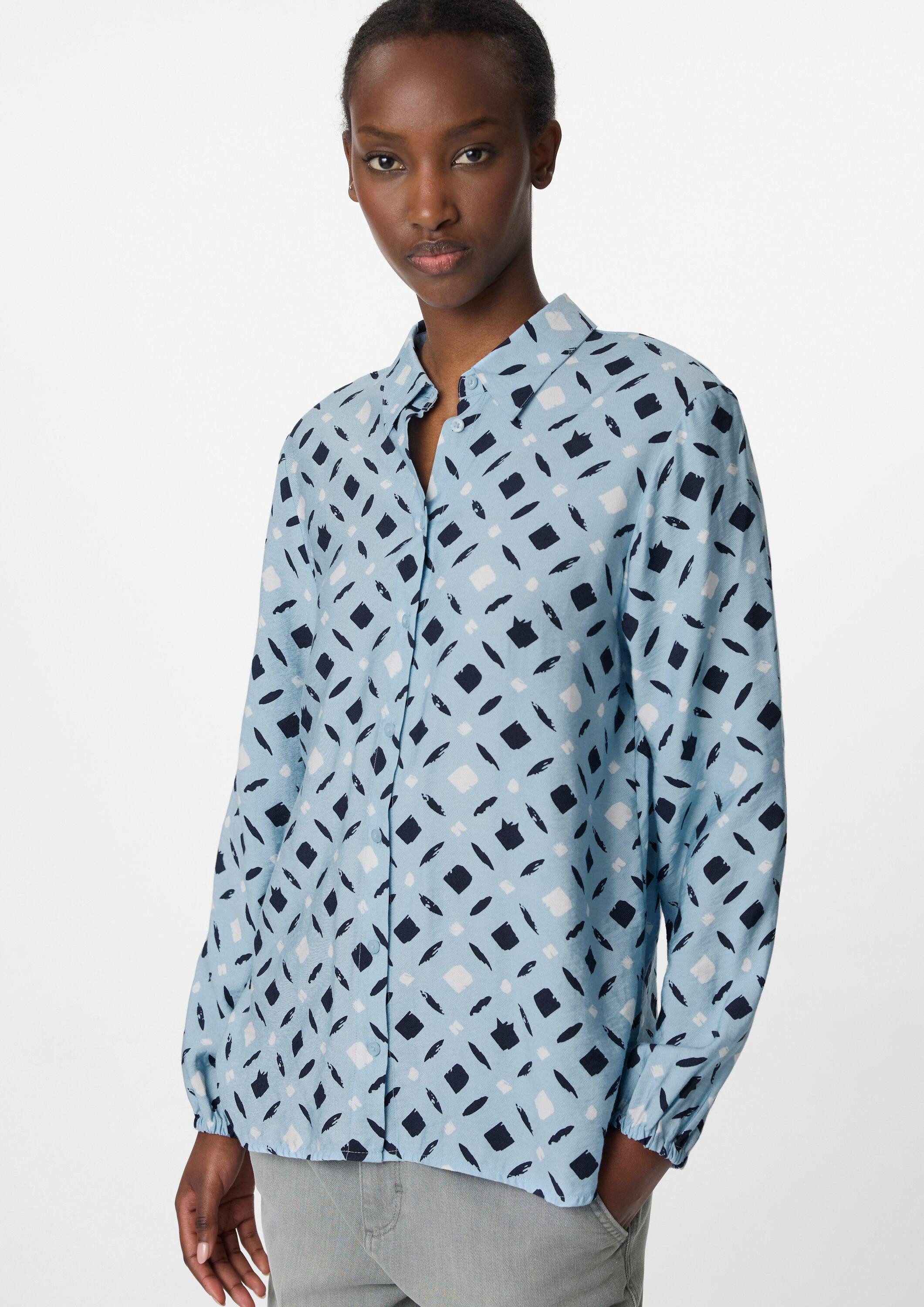 Langarmbluse Bluse Strukturierte Hemdbluse mit All-over-Print